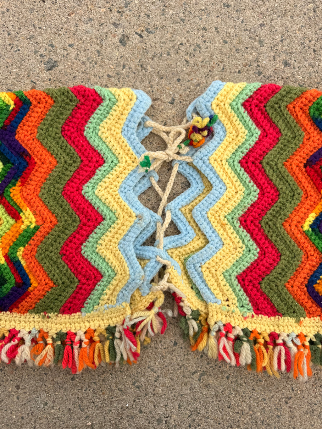 1960’s crocheted rainbow caplet vest