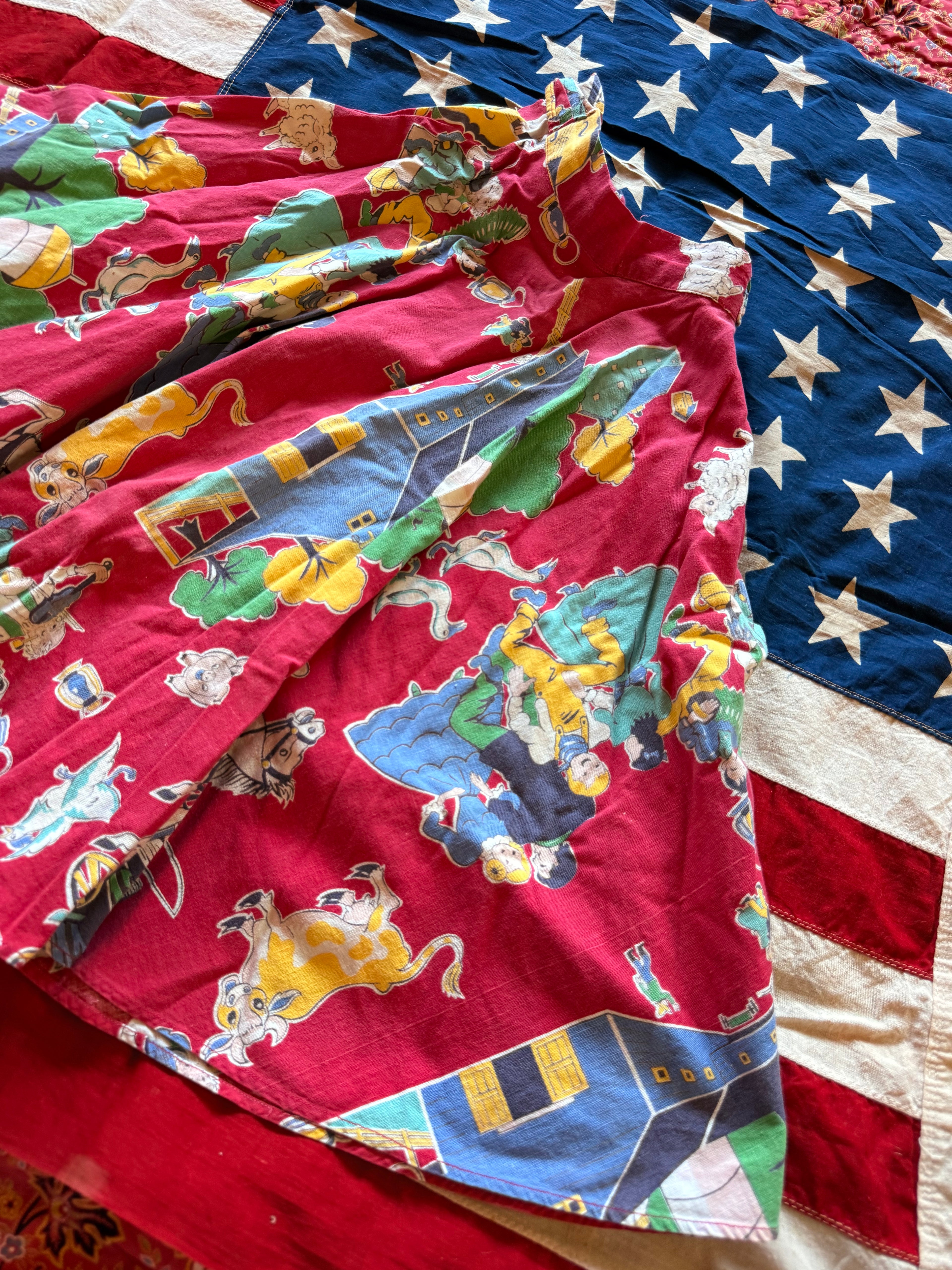 1950s printed western wagon skirt