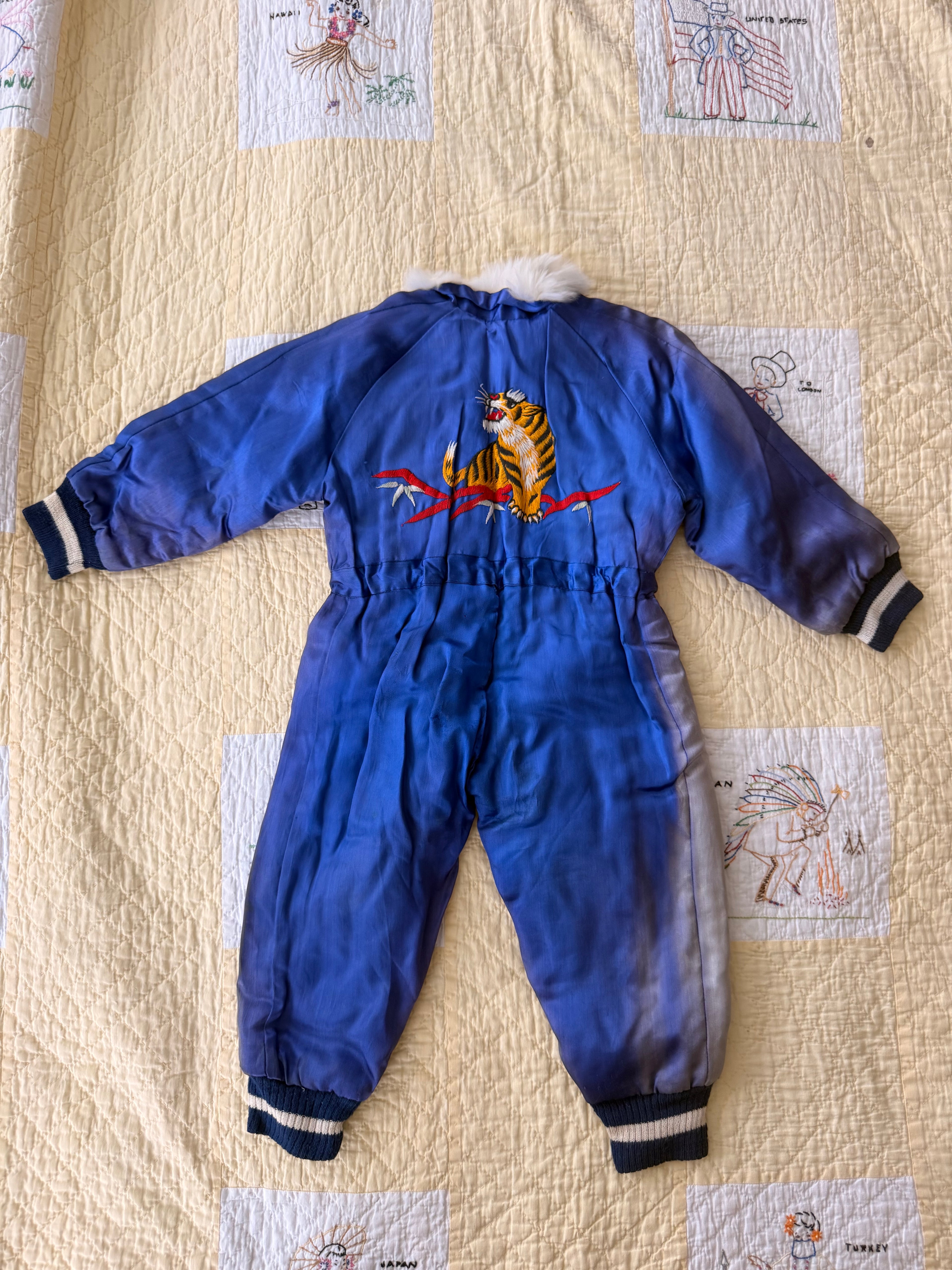 1940s japanese sukajan souvenir snowsuit, pluto & donald duck