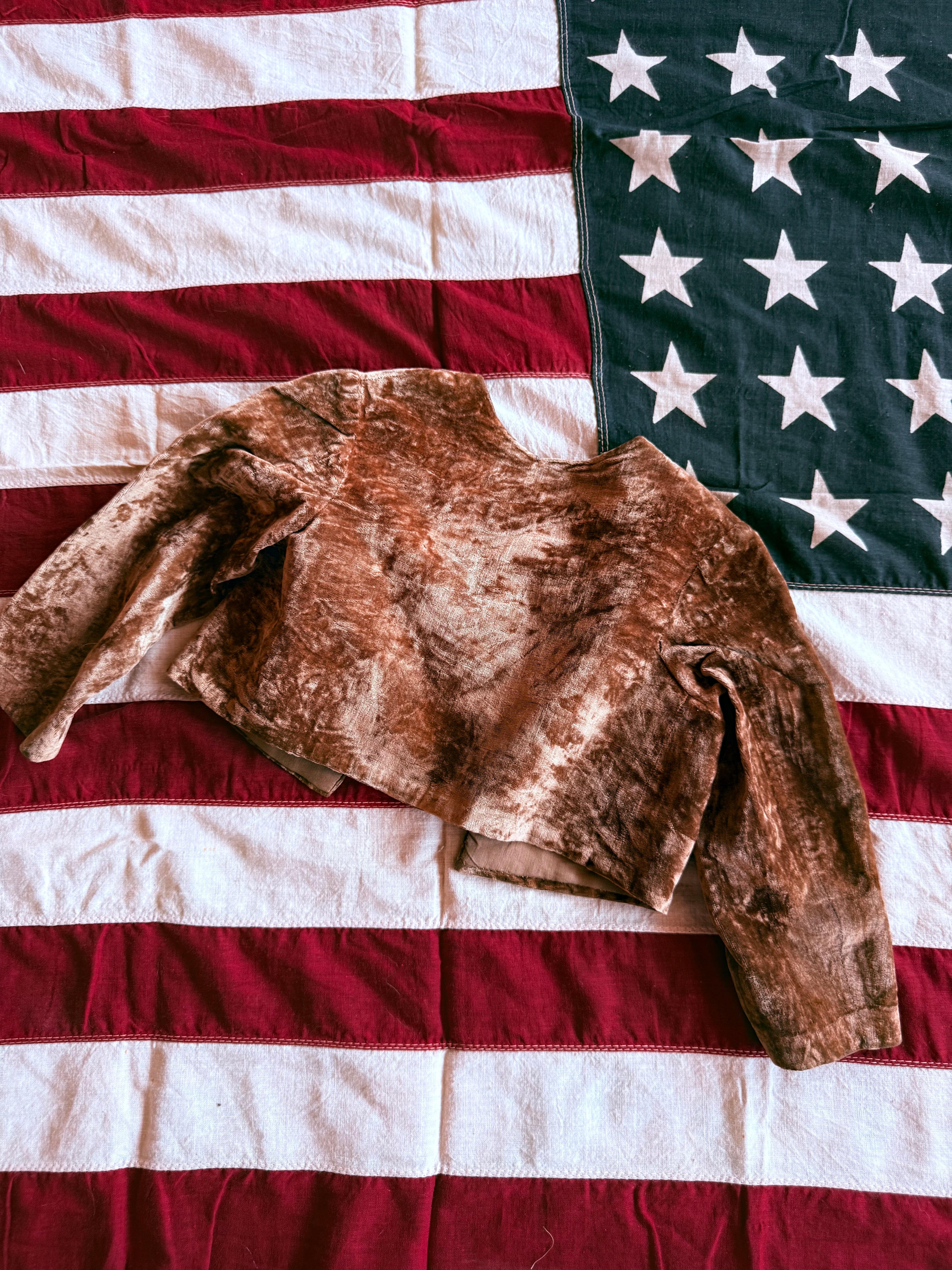 1900s crushed gold velvet cropped jacket