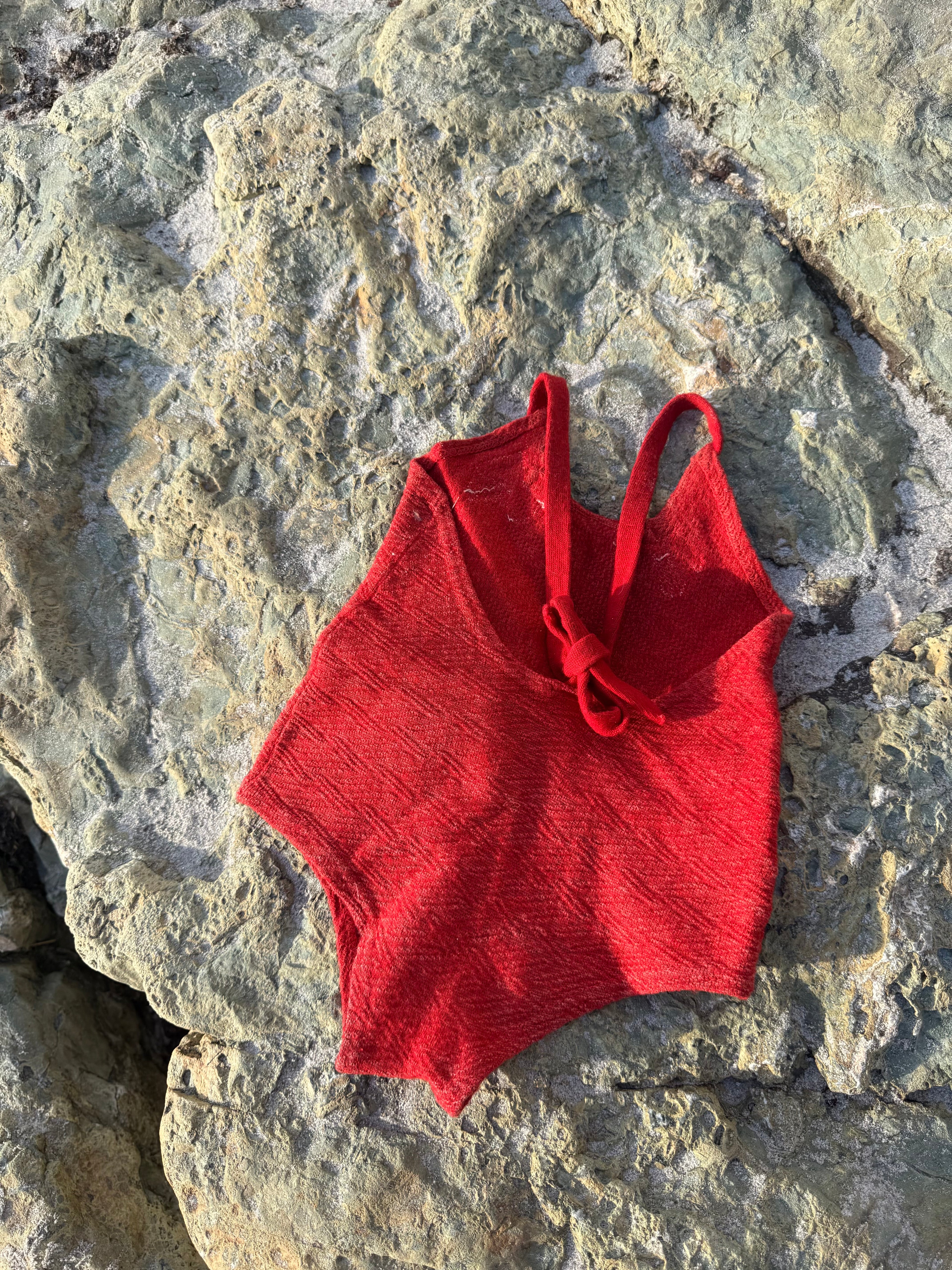 1960s red knit bathing suit