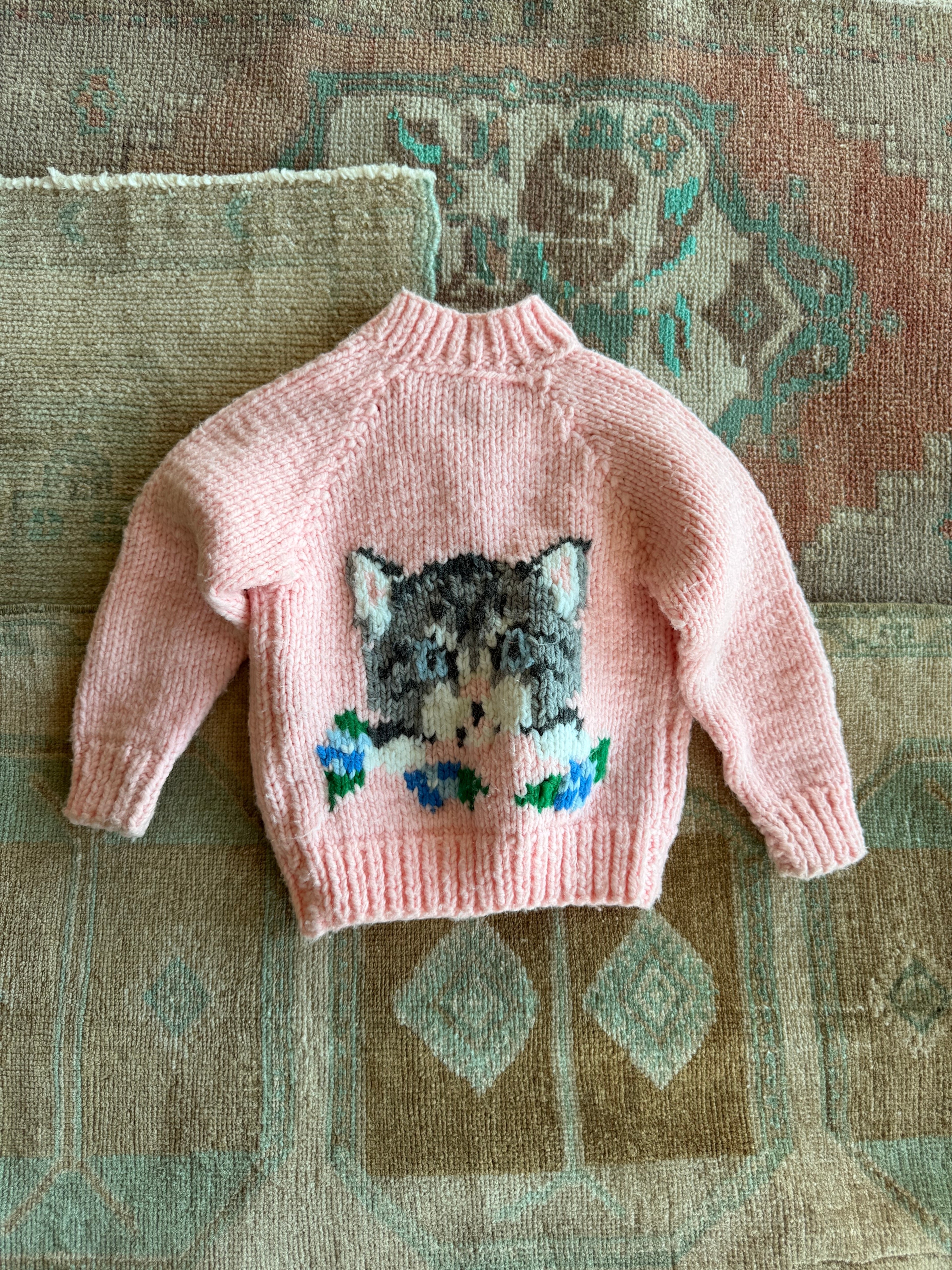 1970s pink kitten knit