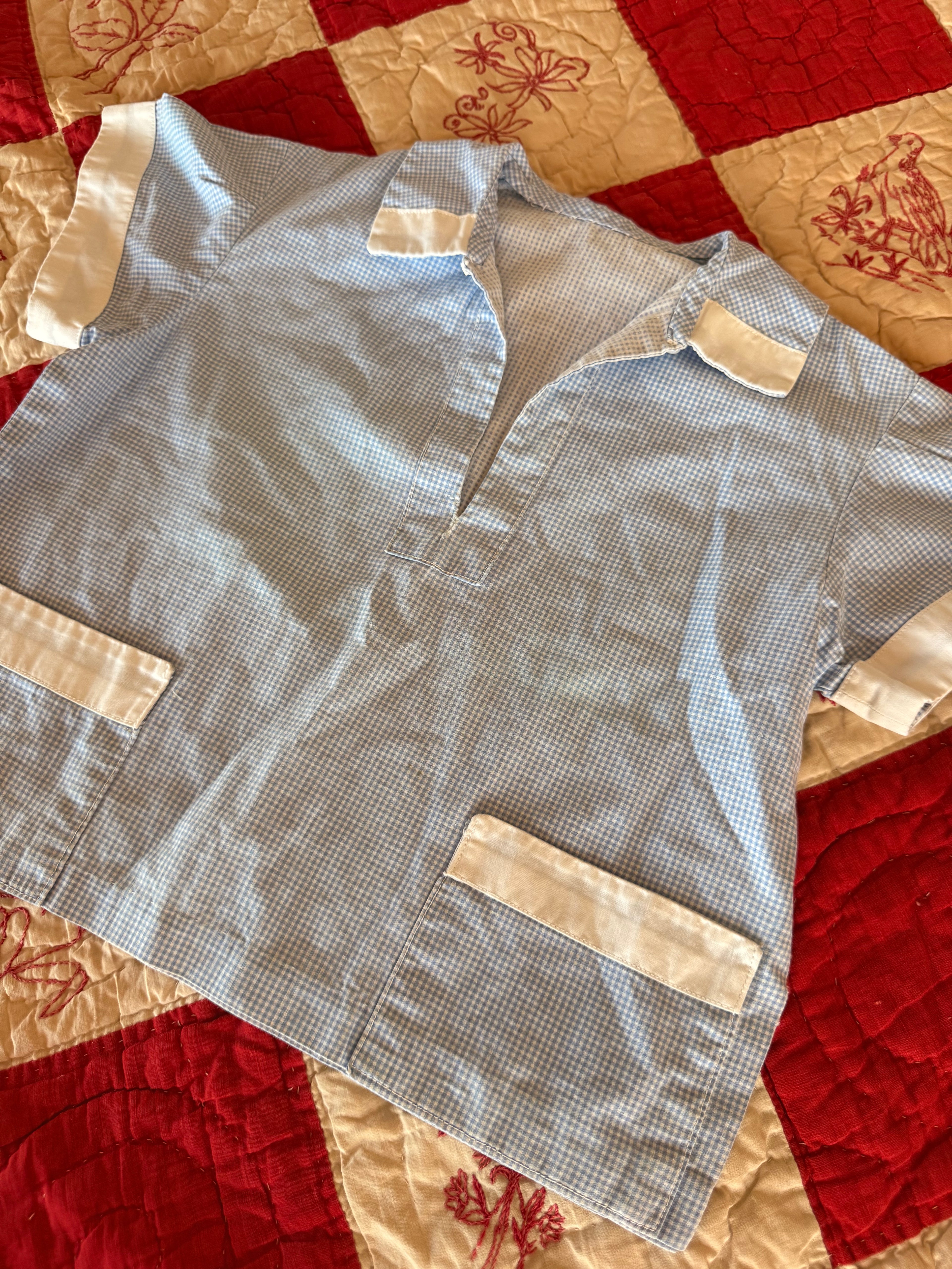 1930s baby blue tunic top