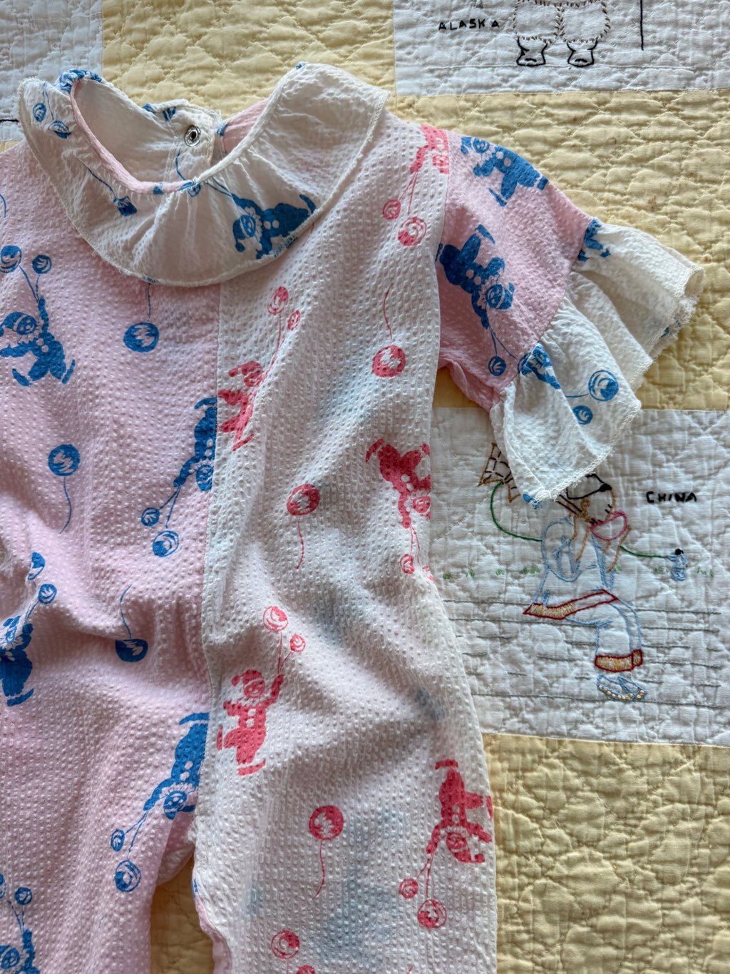 1950s seersucker clown suit