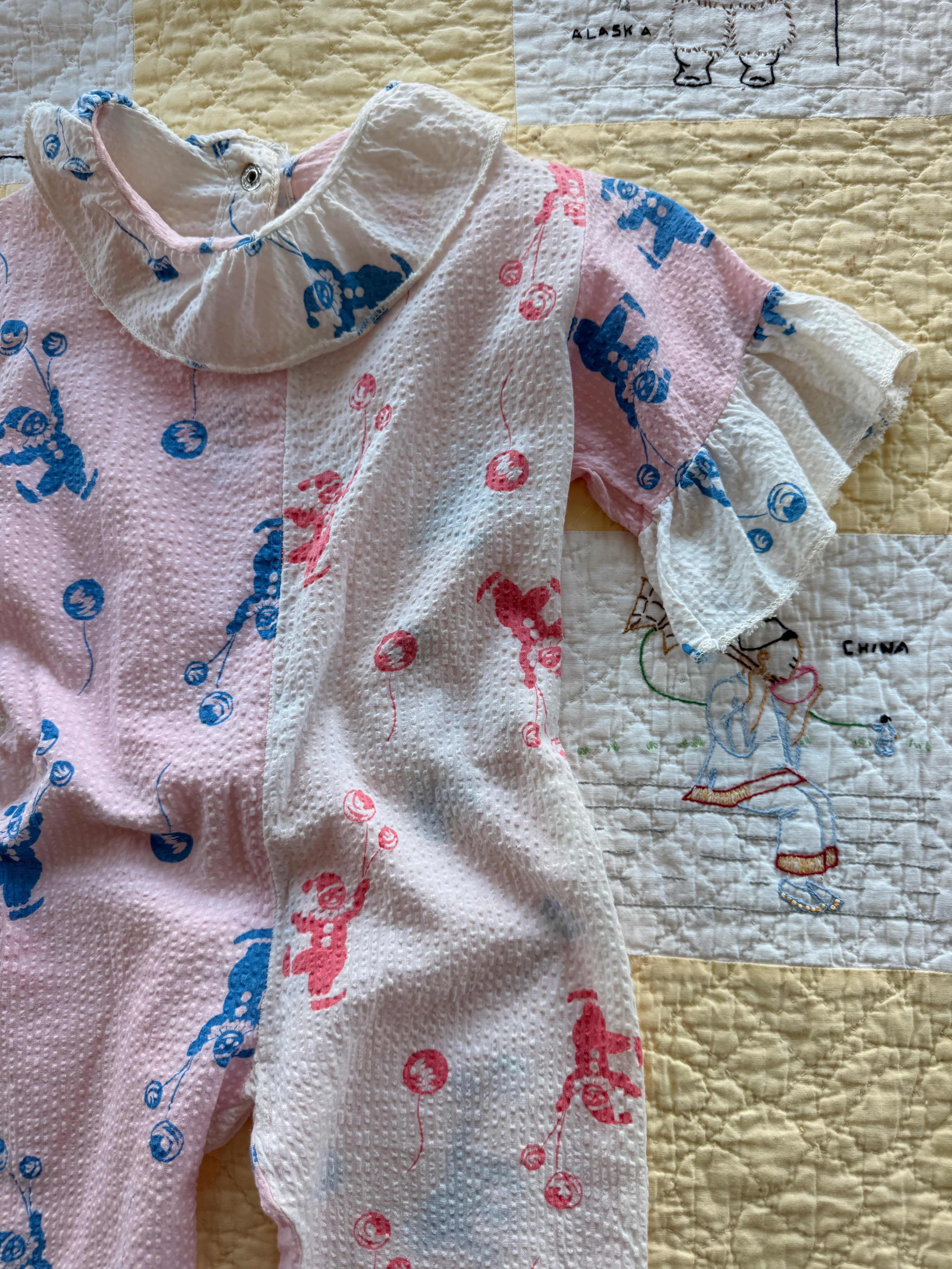 1950s seersucker clown suit