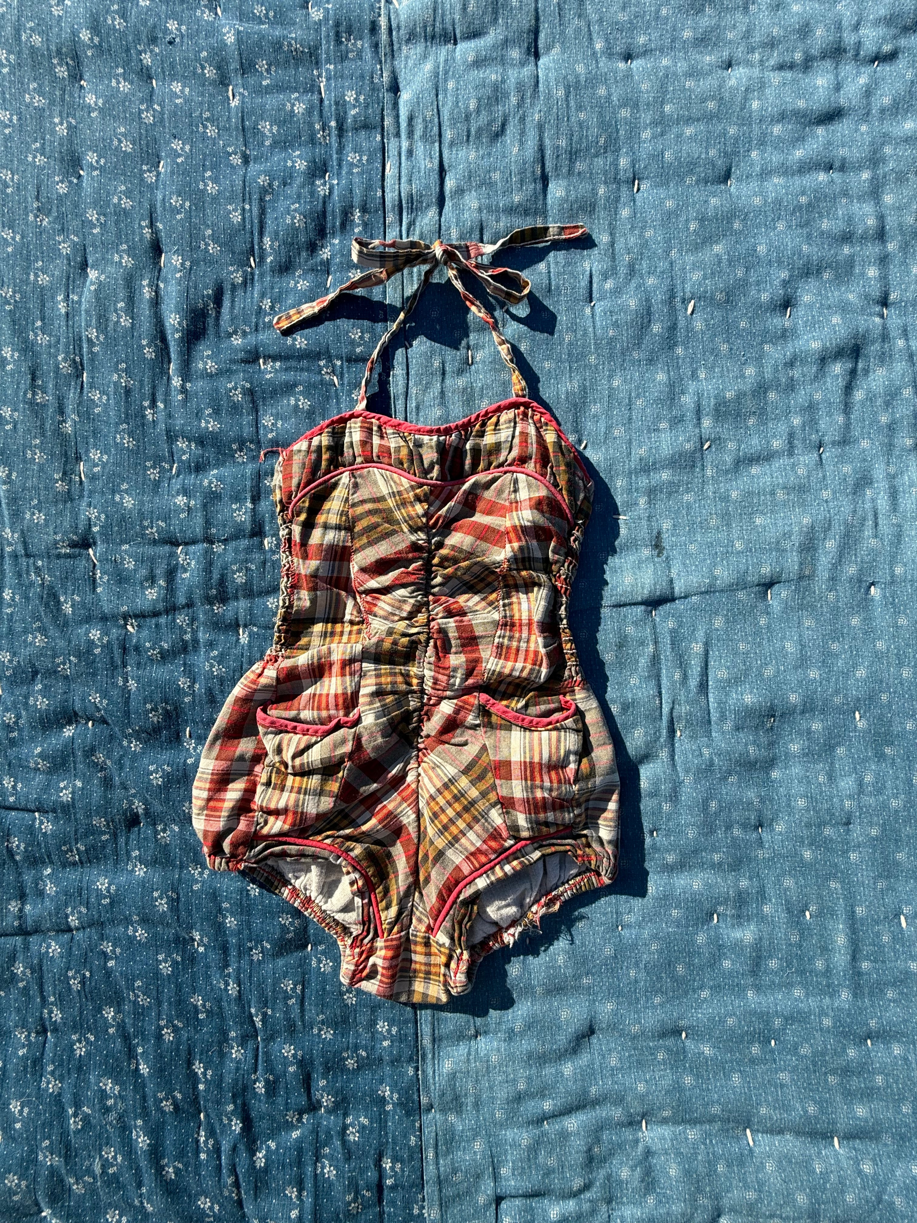 1950s plaid sun suit