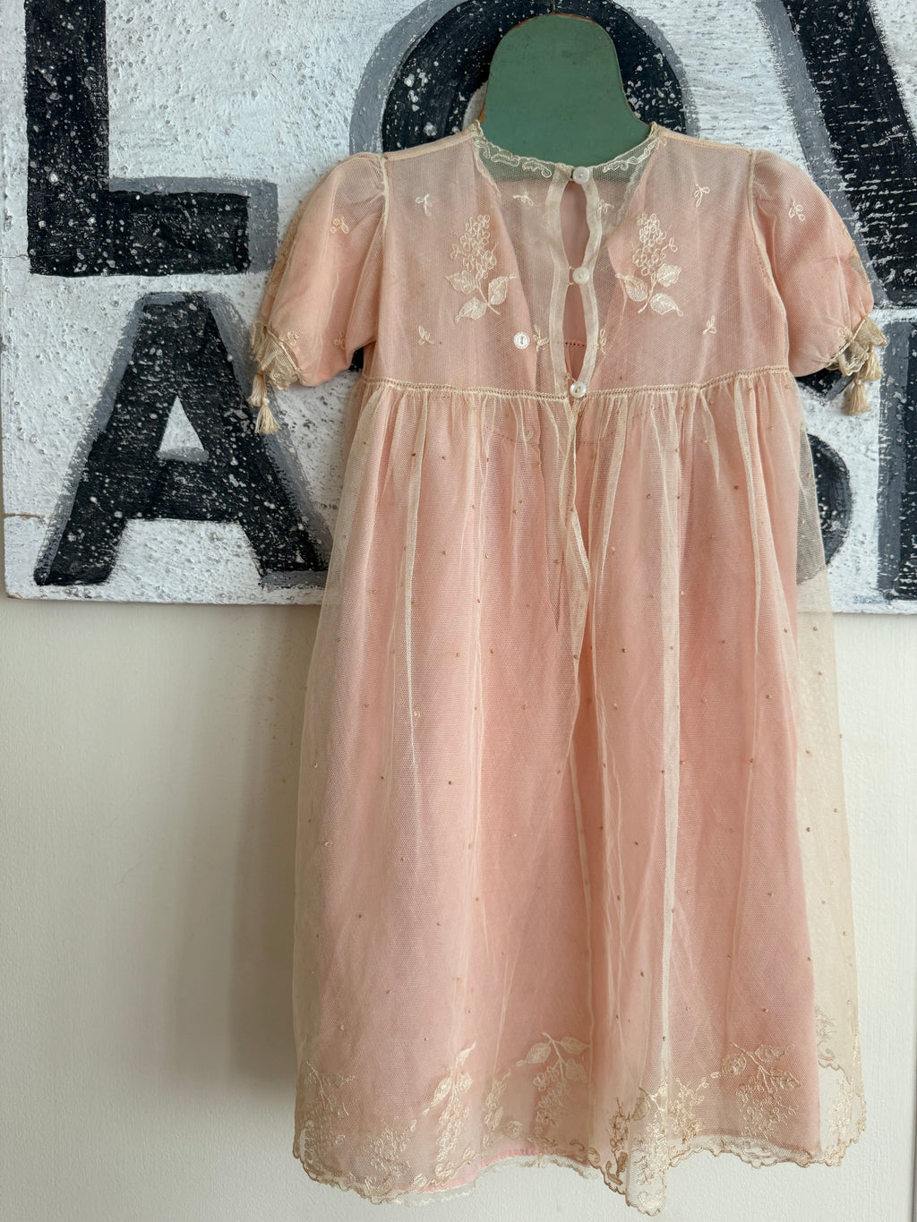 1920s embroidered net & silk dress