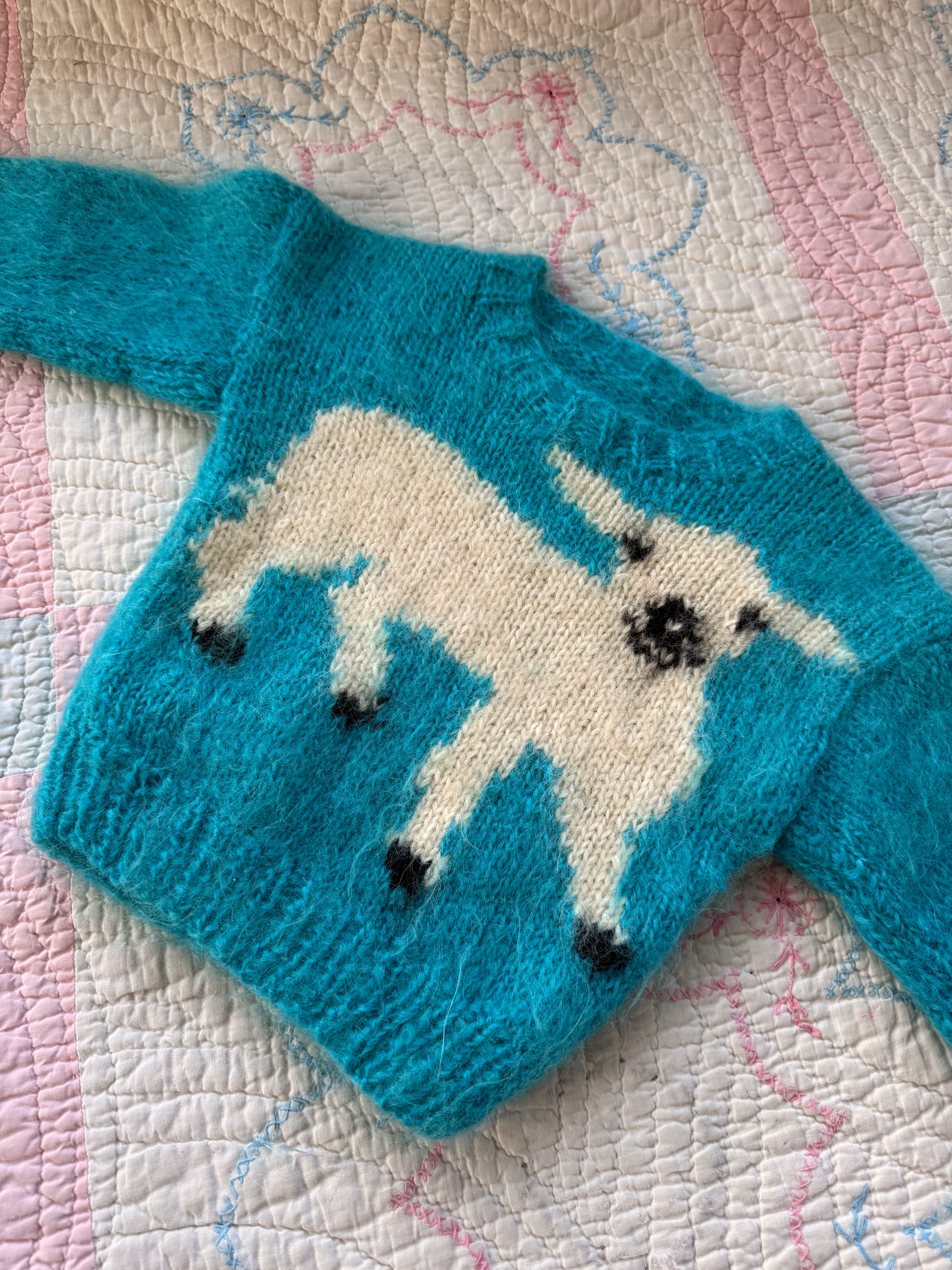 1960s lamb sweater, teal