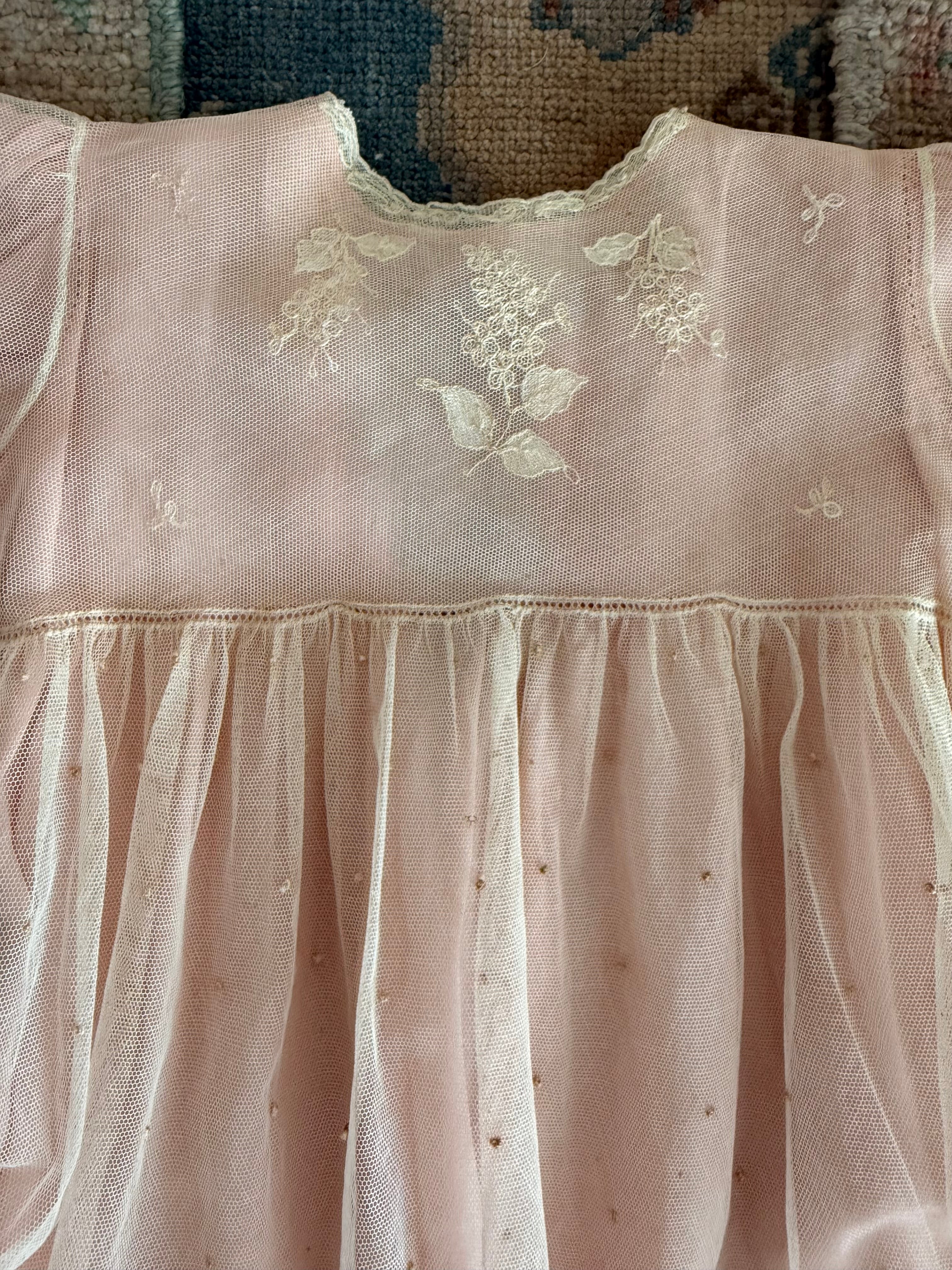 1920s embroidered net & silk dress