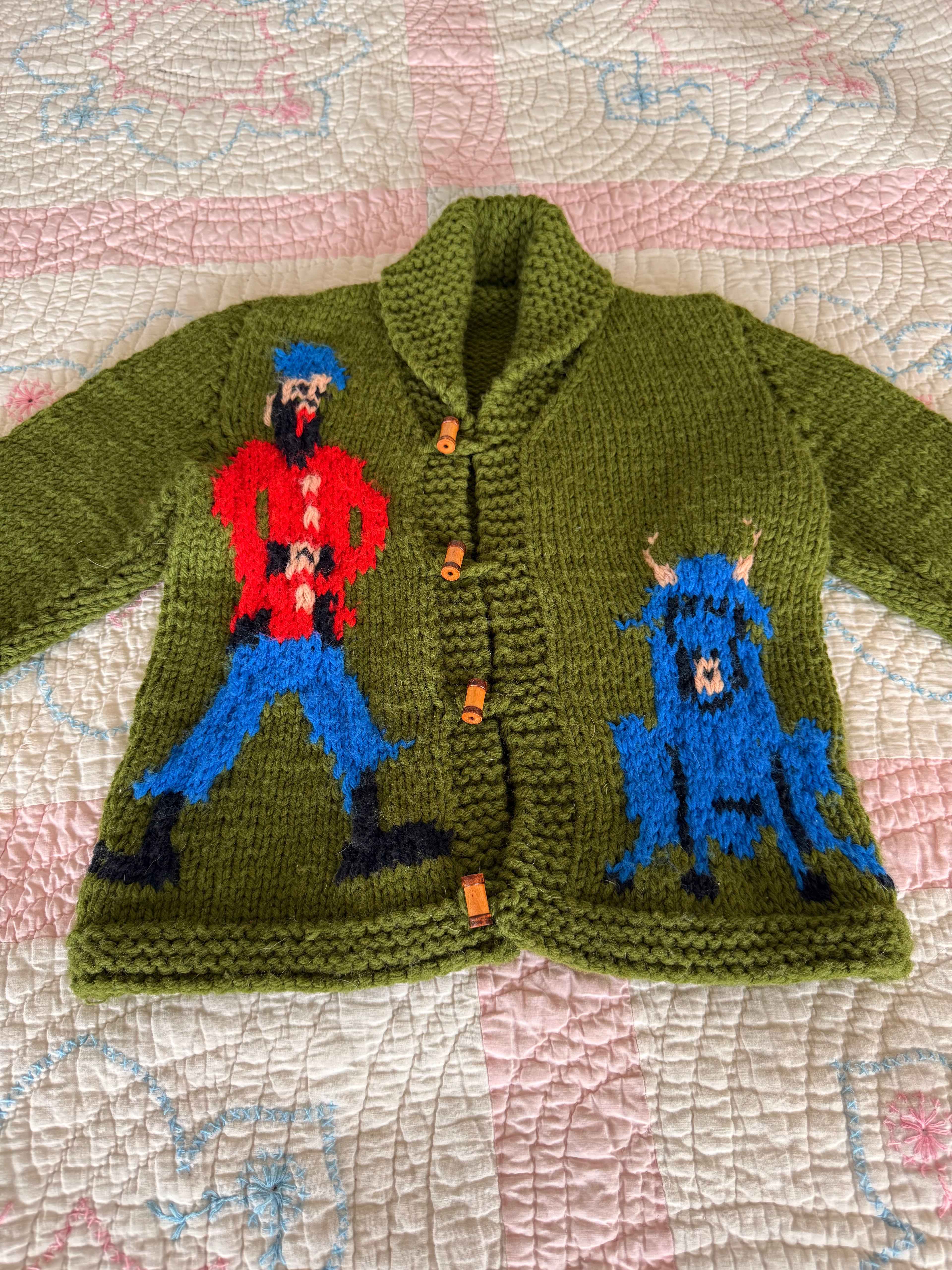 1950s paul bunyan & babe cowichan sweater