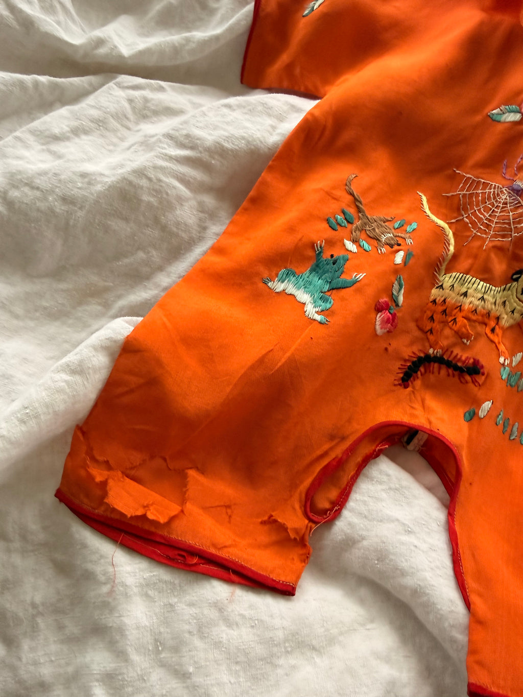 1920s chinese silk animal embroidered romper