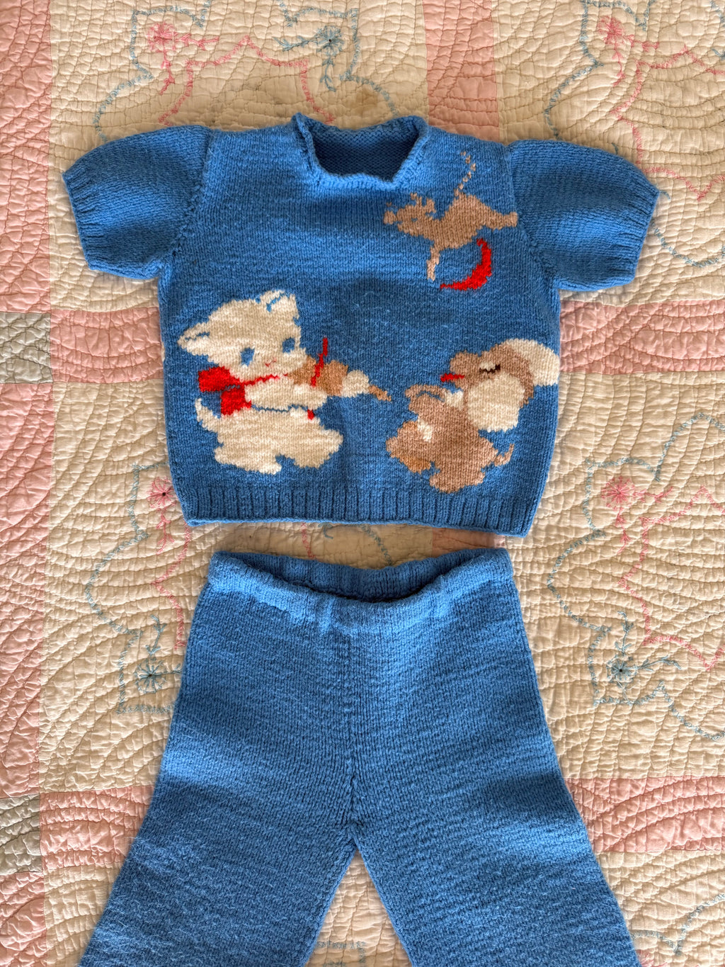 1960s cat & the fiddle, 2 piece knit set