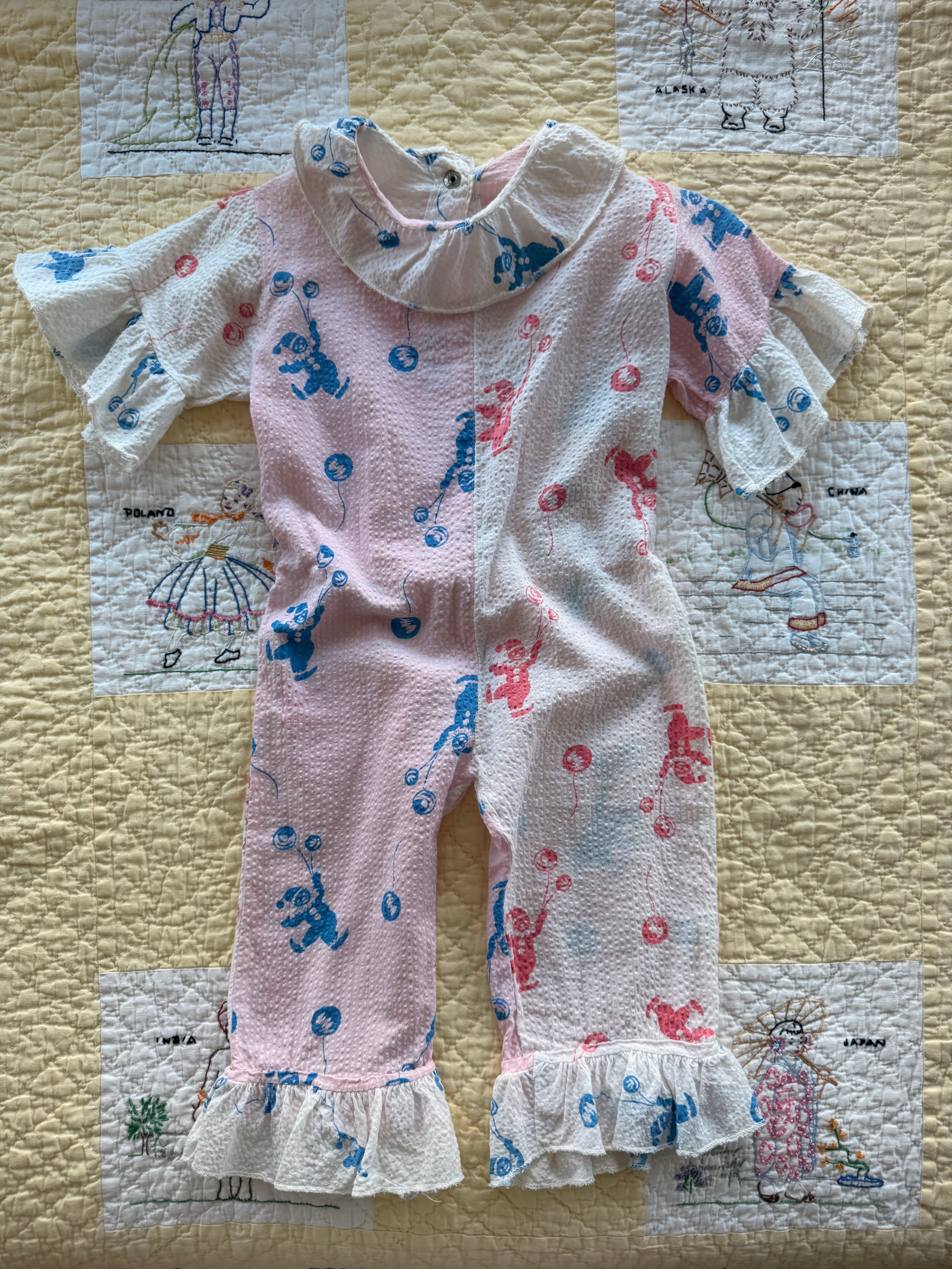 1950s seersucker clown suit