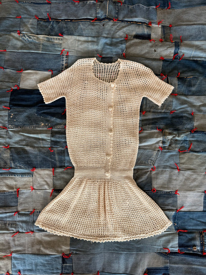 1930s white silk crochet dress