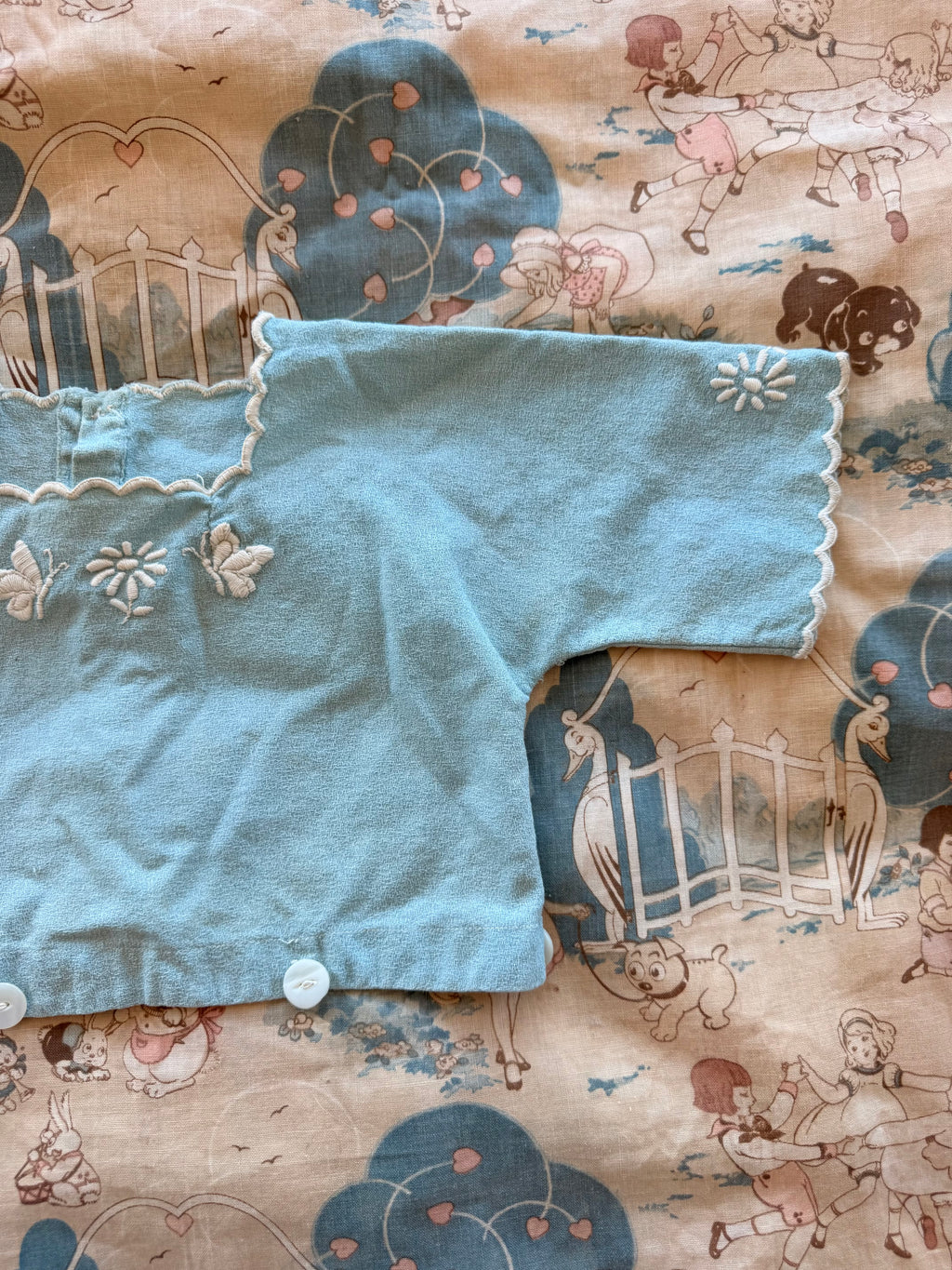 1910s baby blue butterfly top
