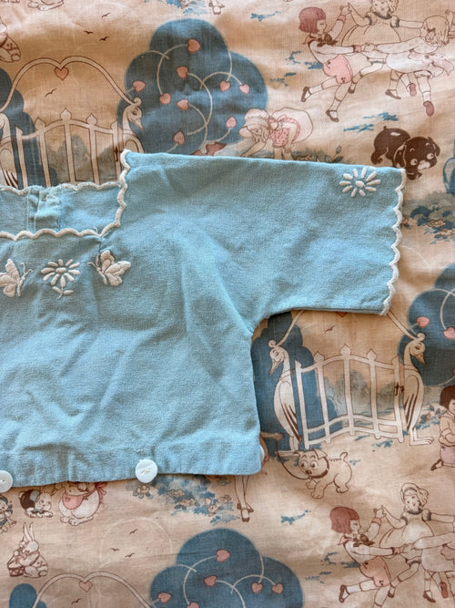 1910s baby blue butterfly top