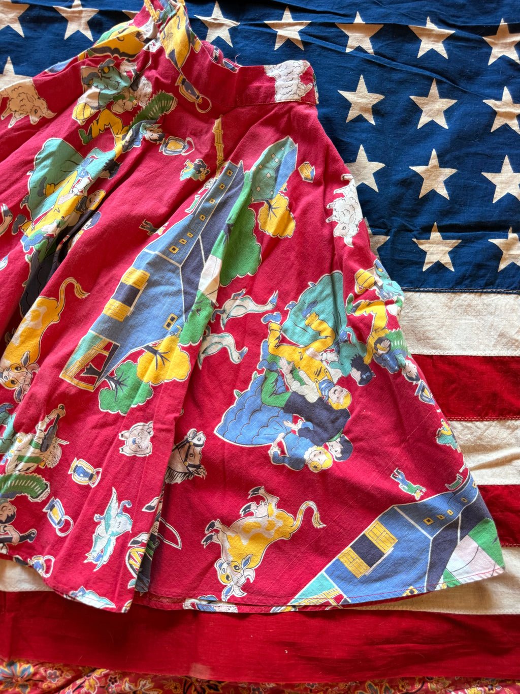 1950s printed western wagon skirt