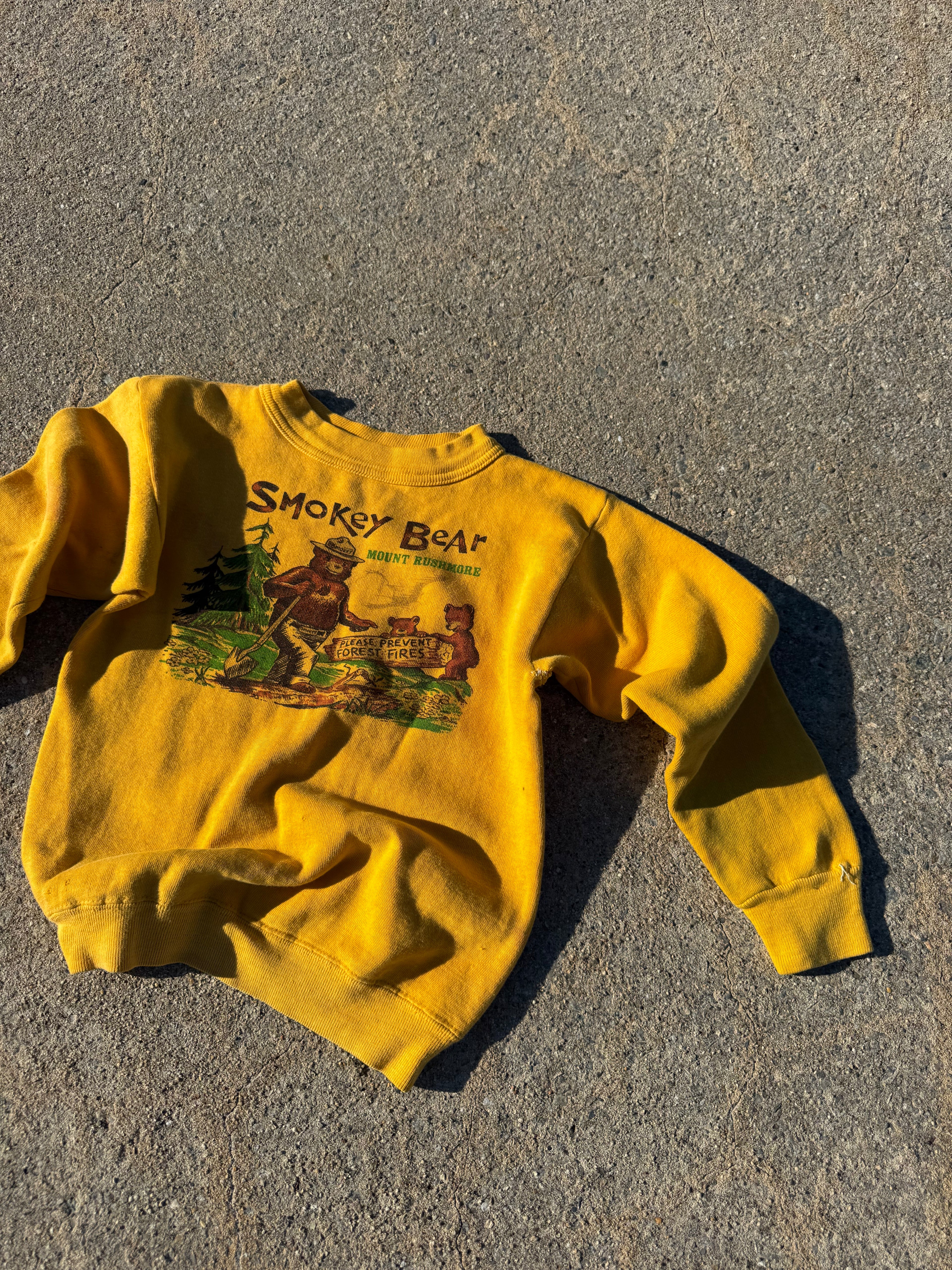 1960s smokey the bear mount rushmore souvenir sweatshirt