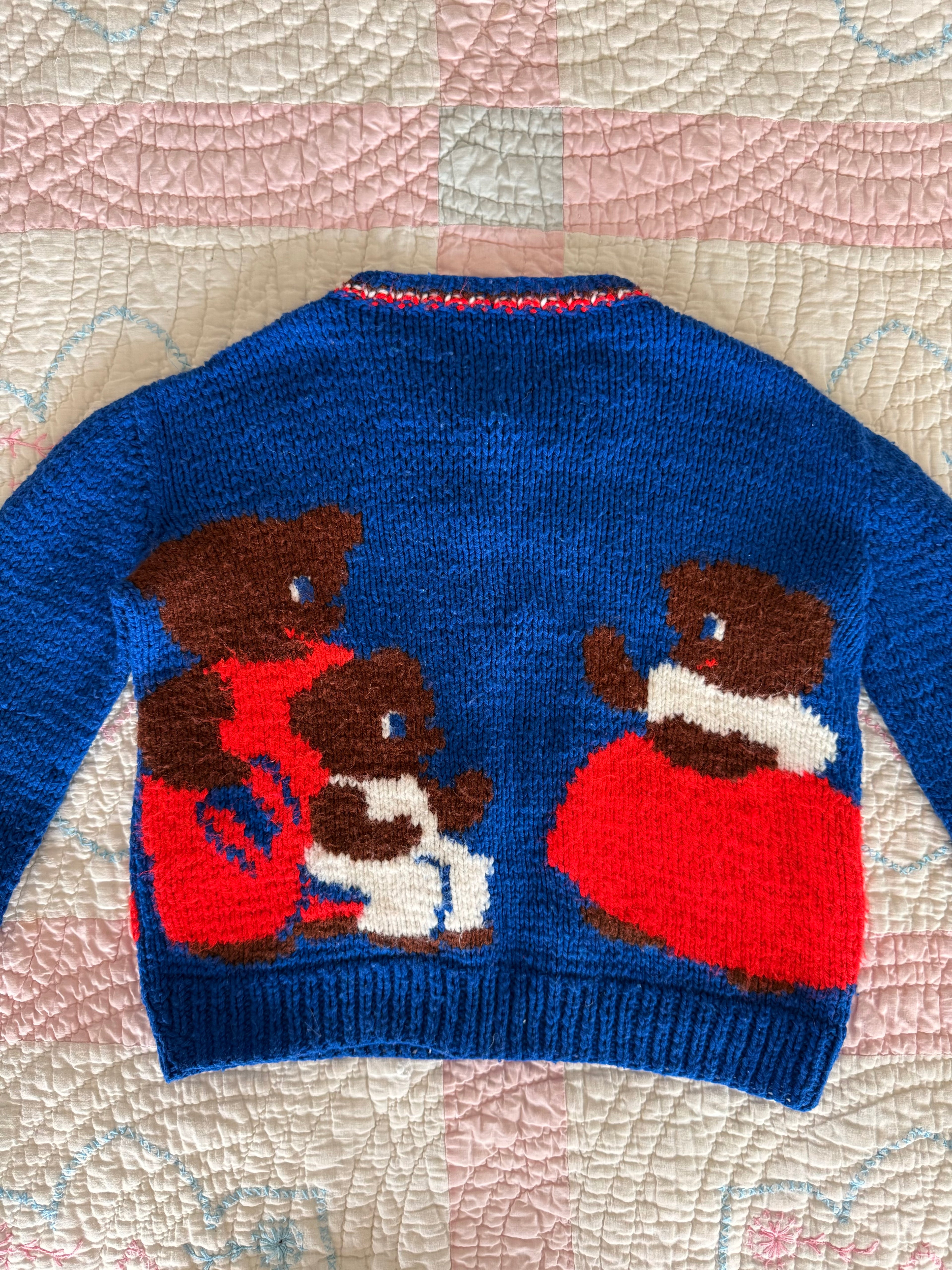 1960s three little bears cardigan, royal blue