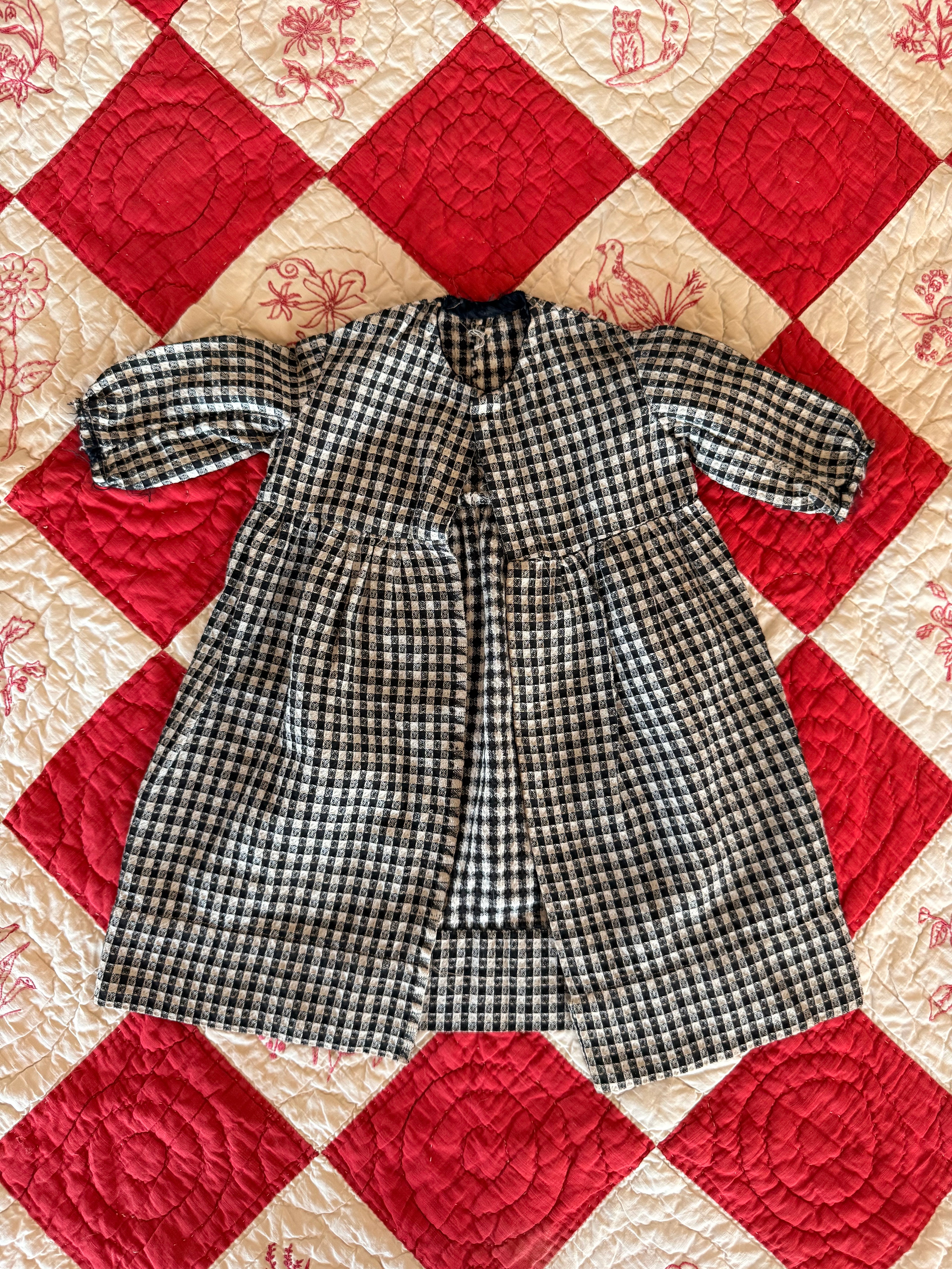 1930s black check house coat