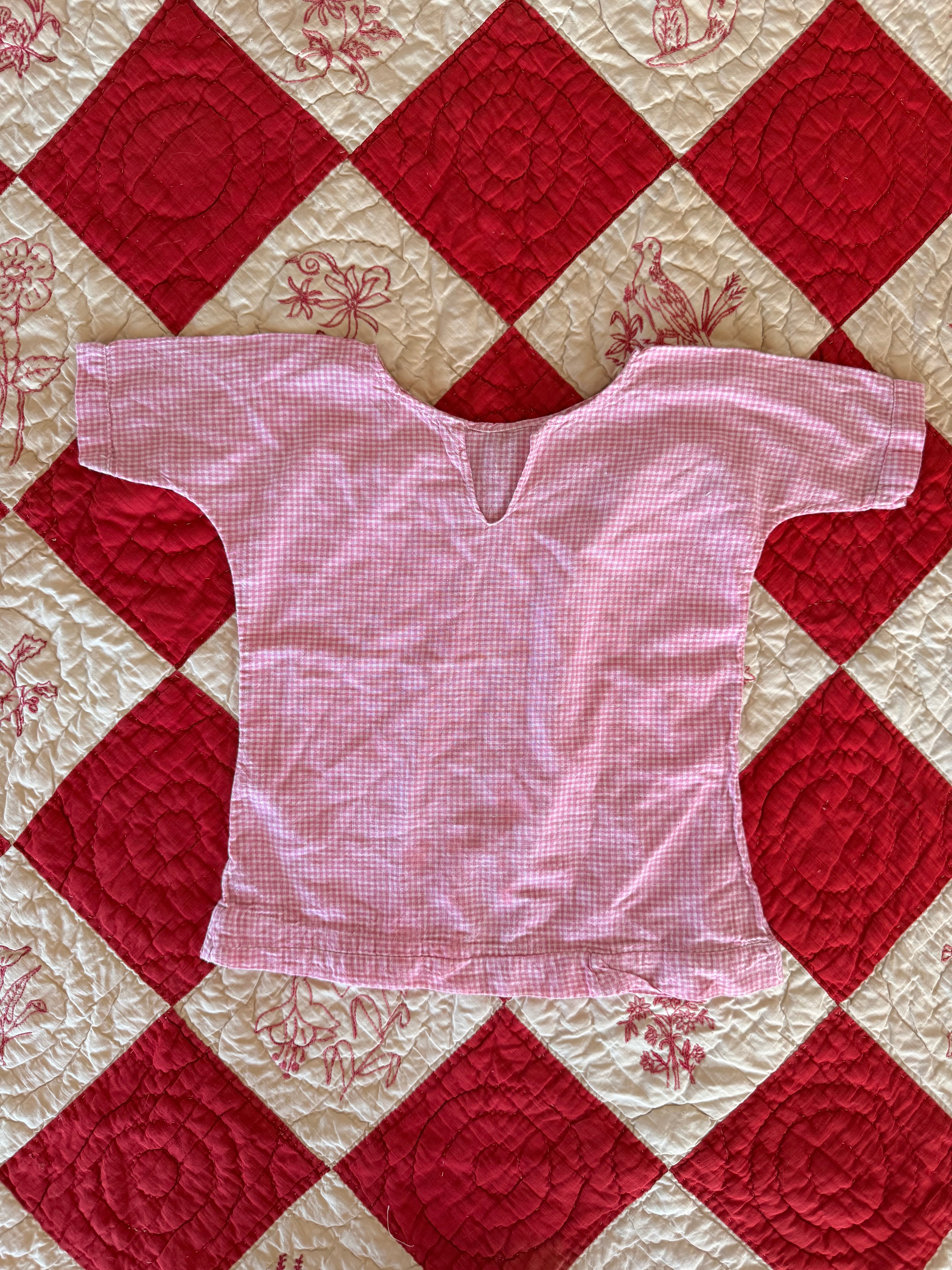 1930s pink gingham tunic dress