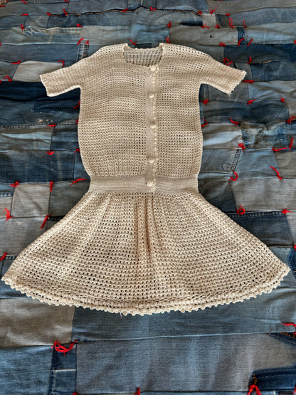 1930s white silk crochet dress