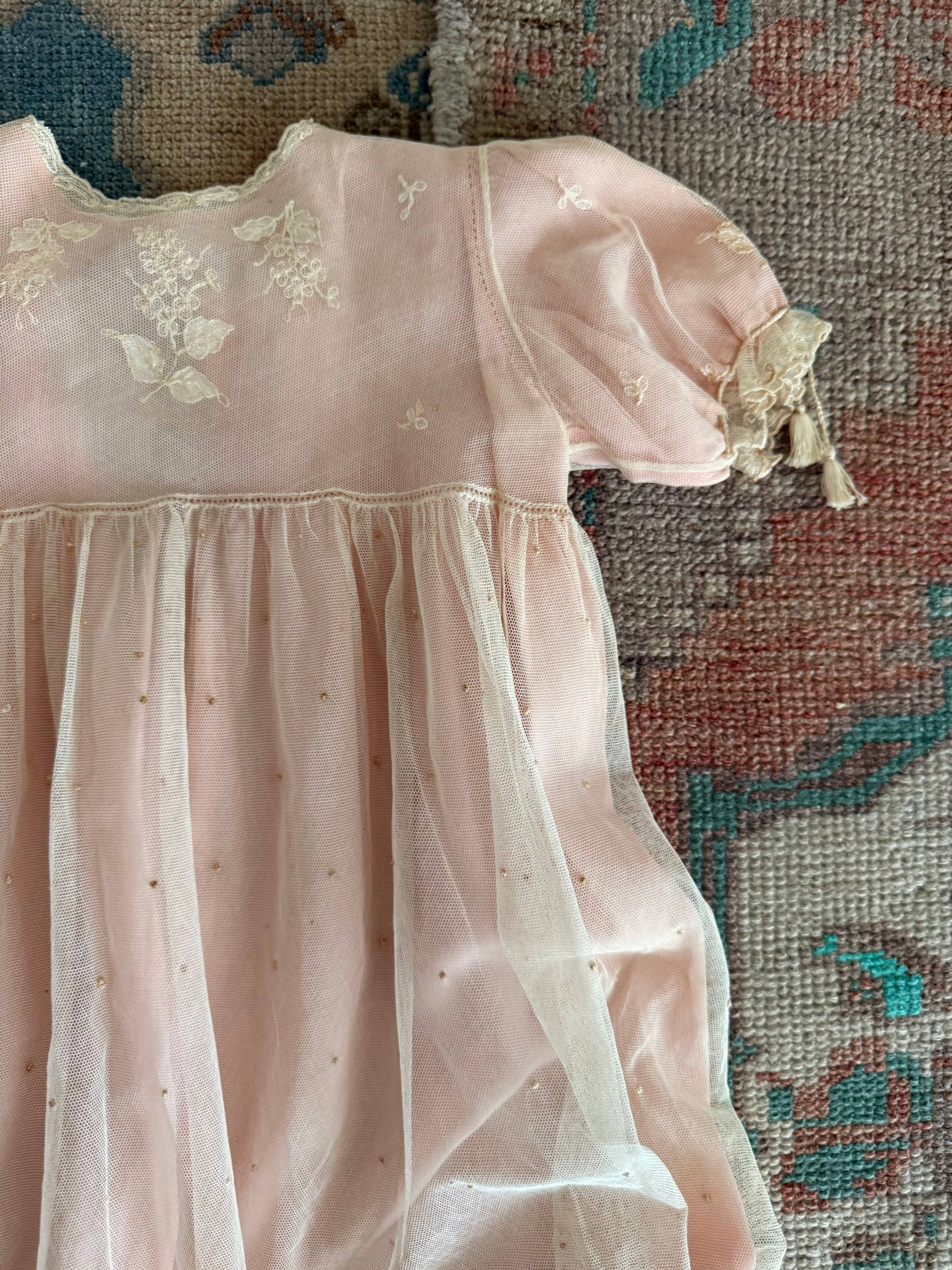 1920s embroidered net & silk dress