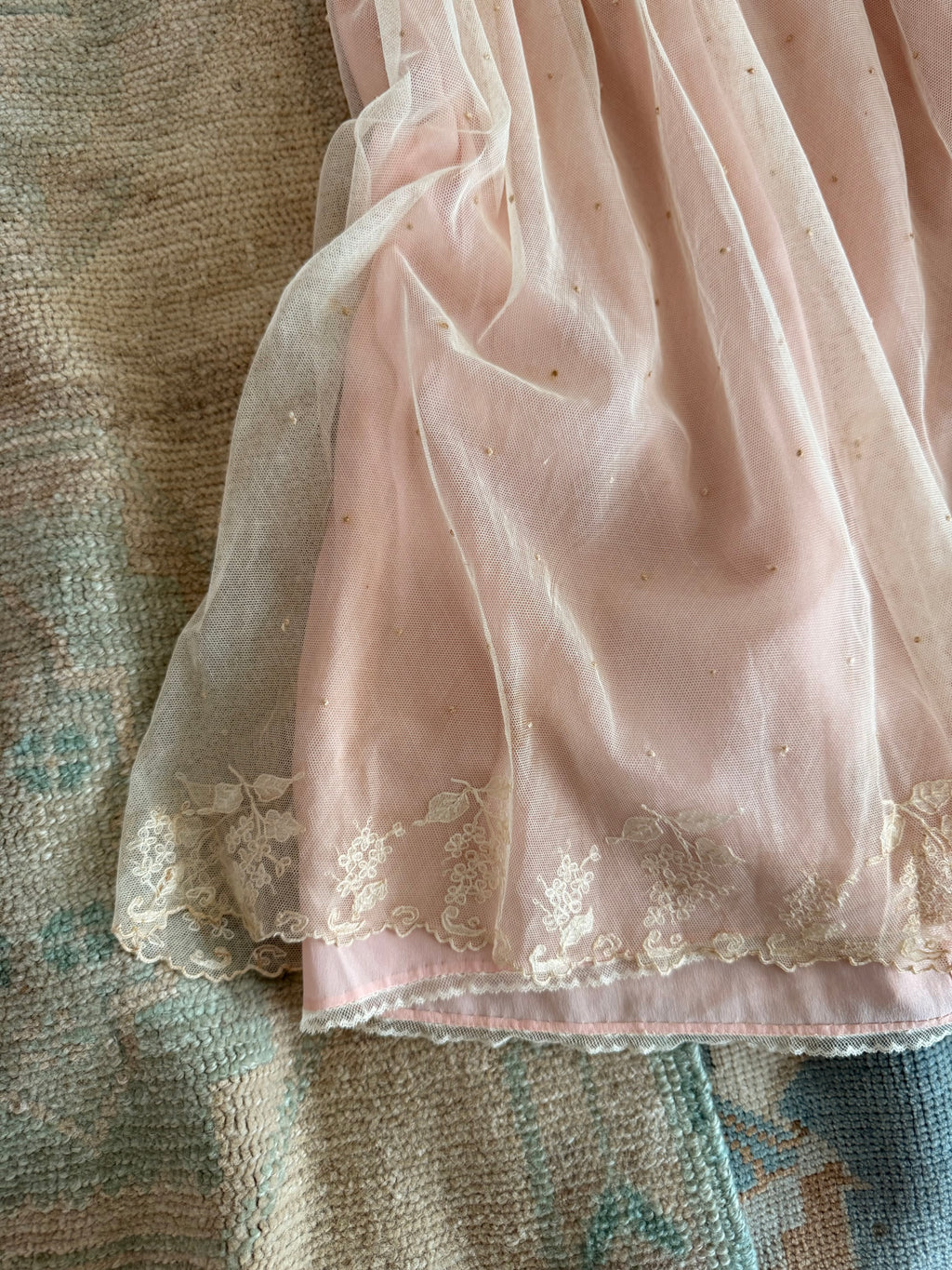 1920s embroidered net & silk dress