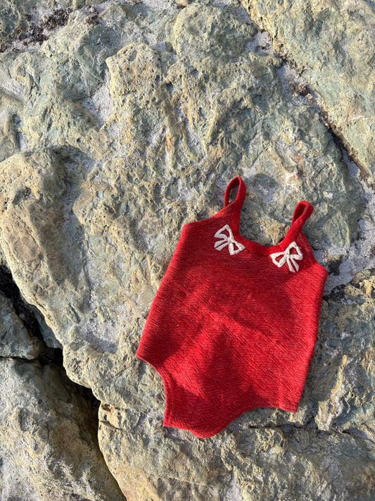 1960s red knit bathing suit