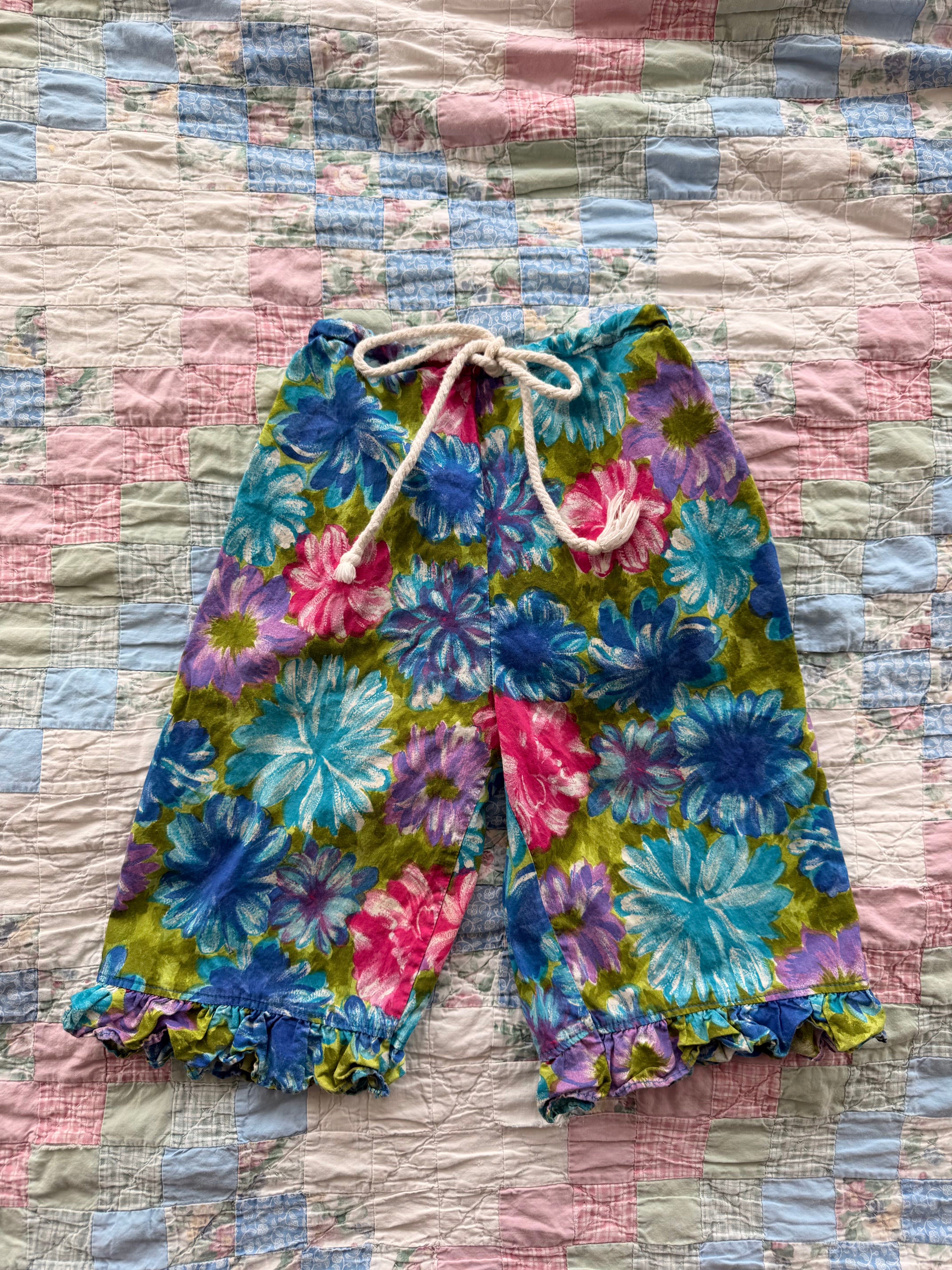 1960s tropical floral pants