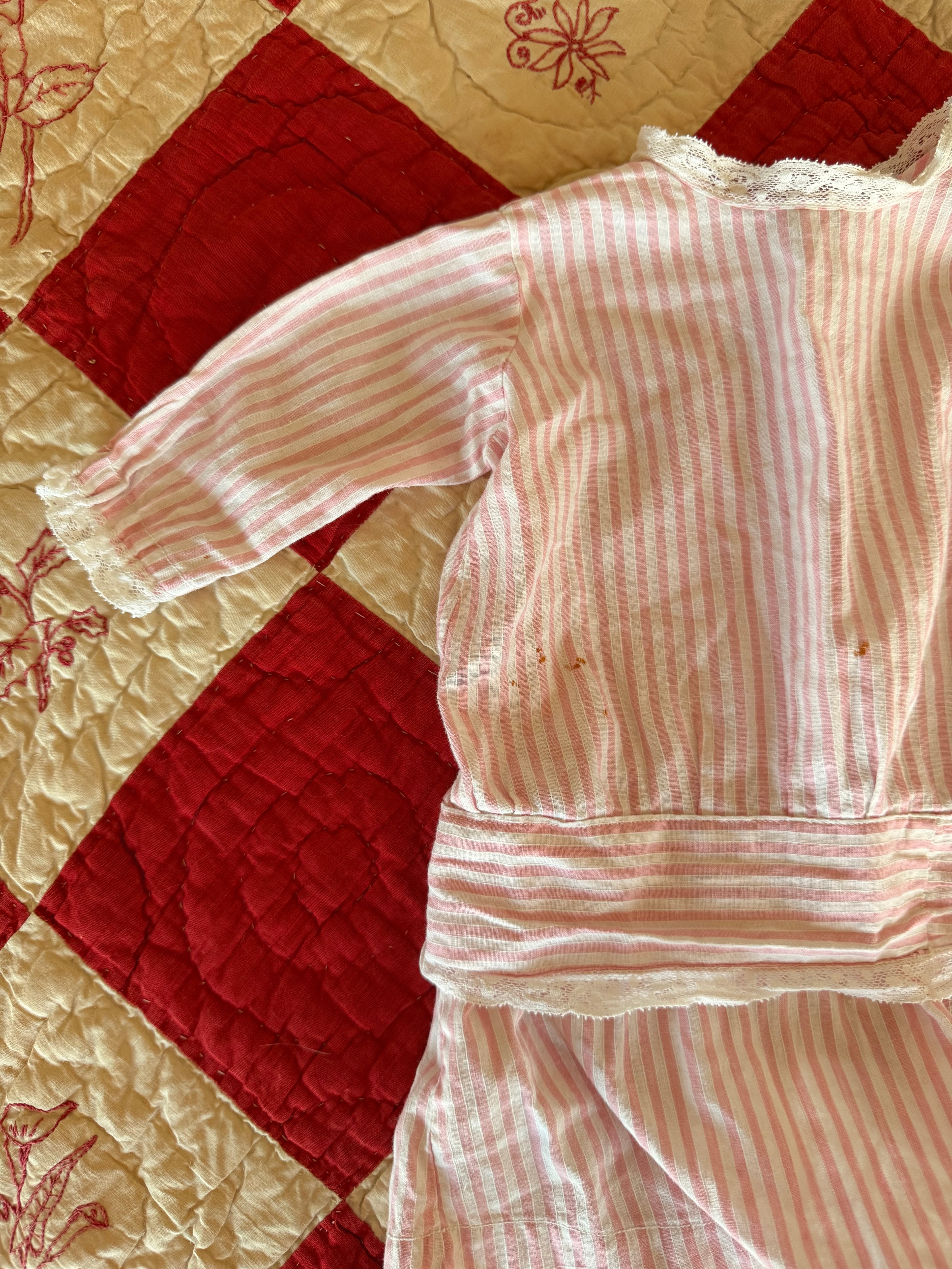 1920s pink candy striped dress