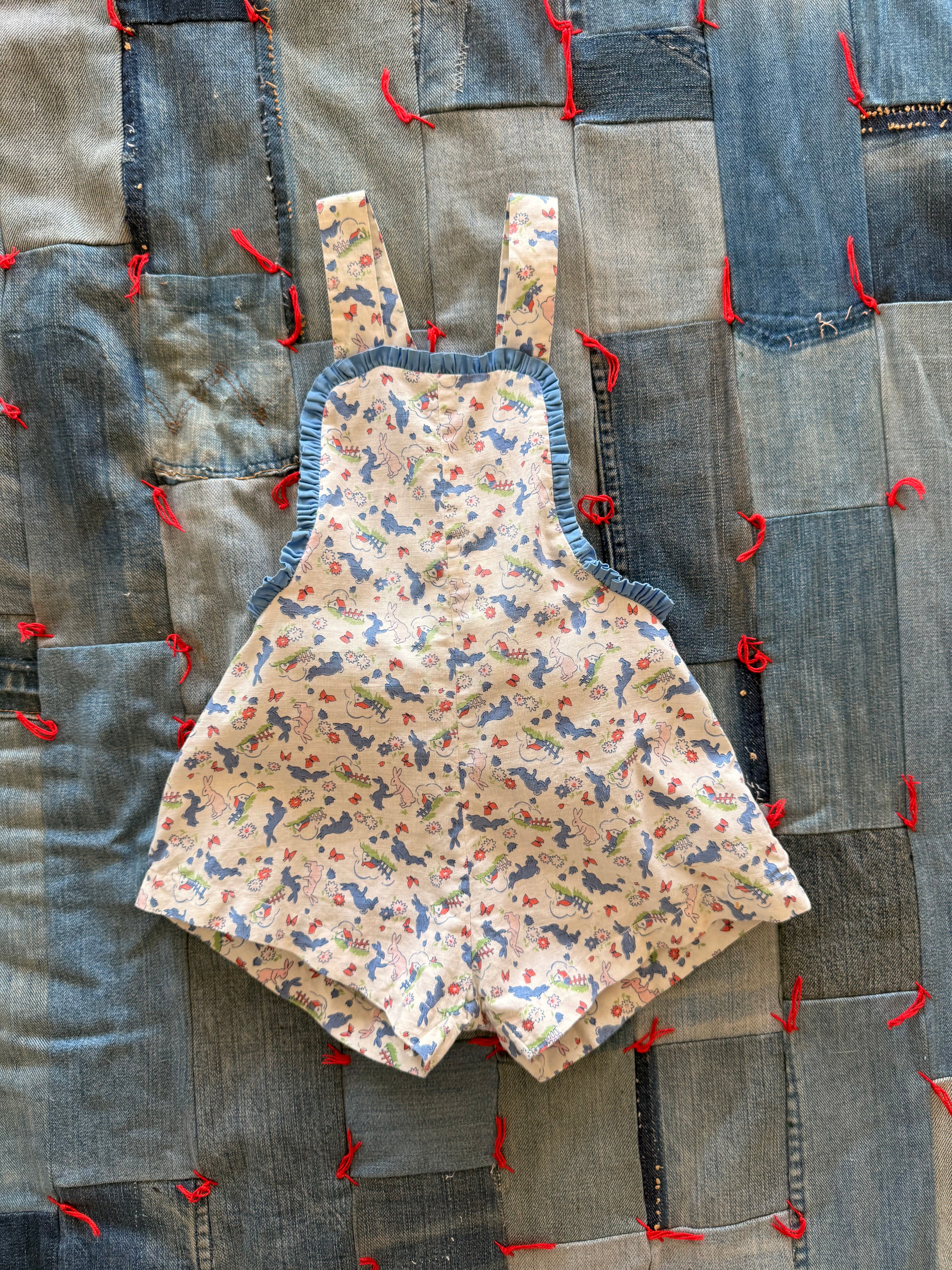 1940s pink & blue bunny romper