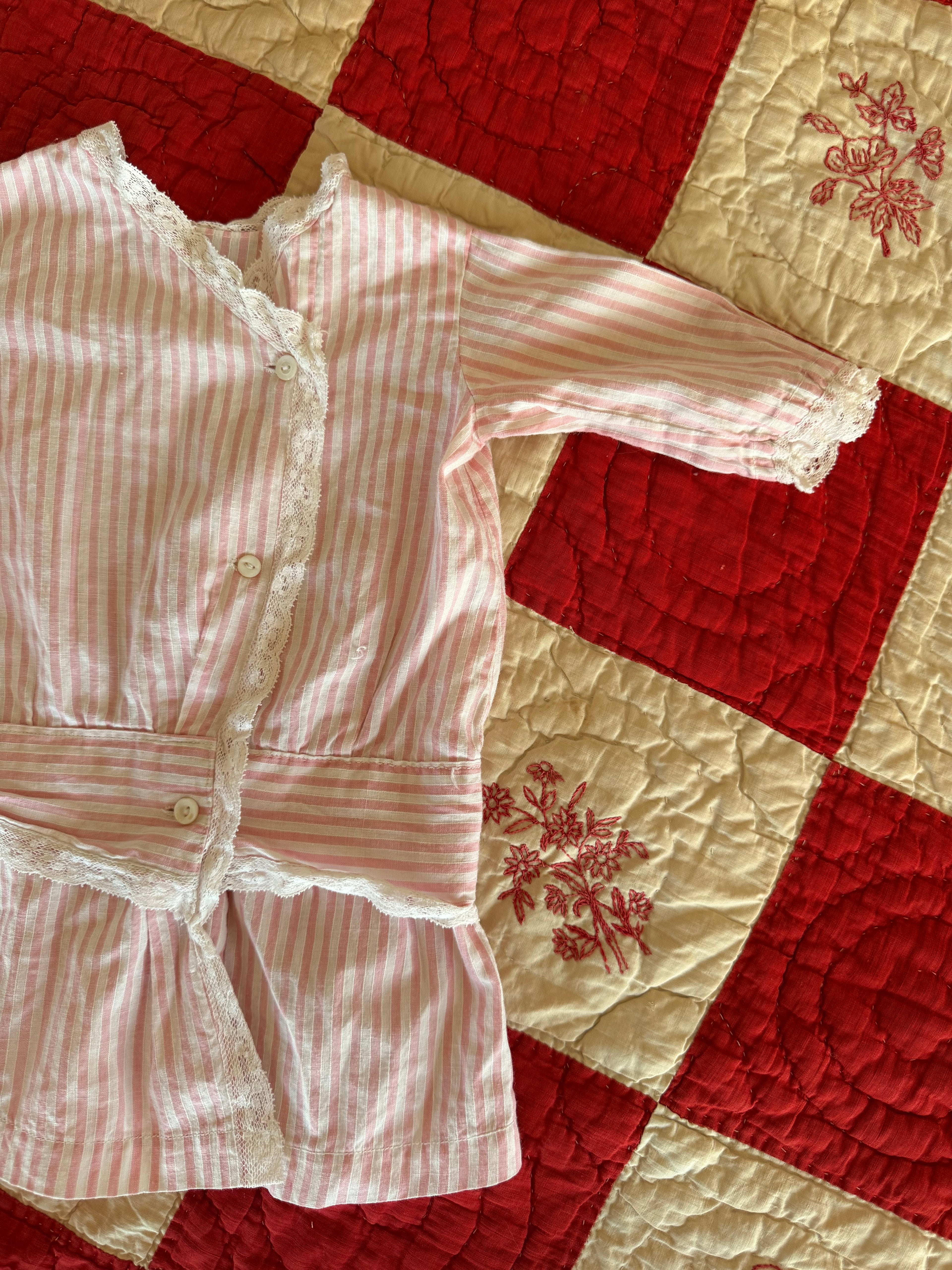 1920s pink candy striped dress
