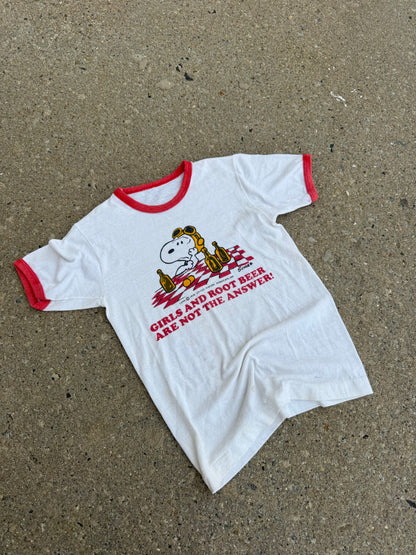 1960s peanuts snoopy tee, girls and rootbeer