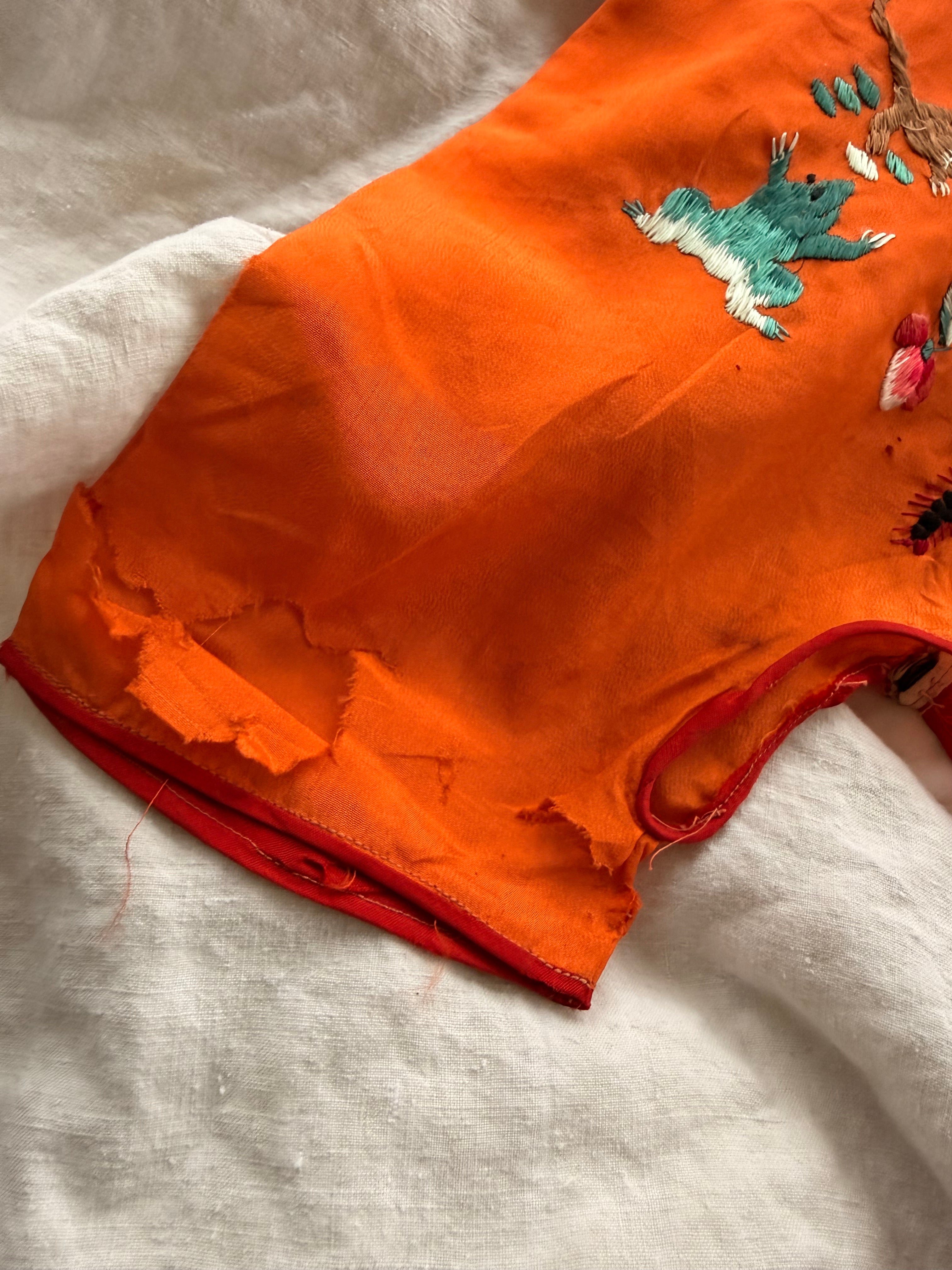 1920s chinese silk animal embroidered romper