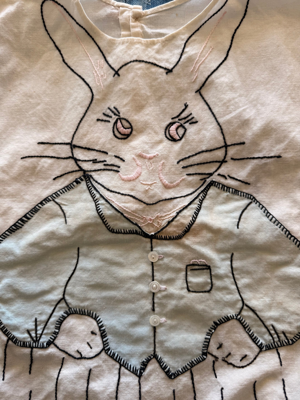 1920s embroidered easter bunny romper