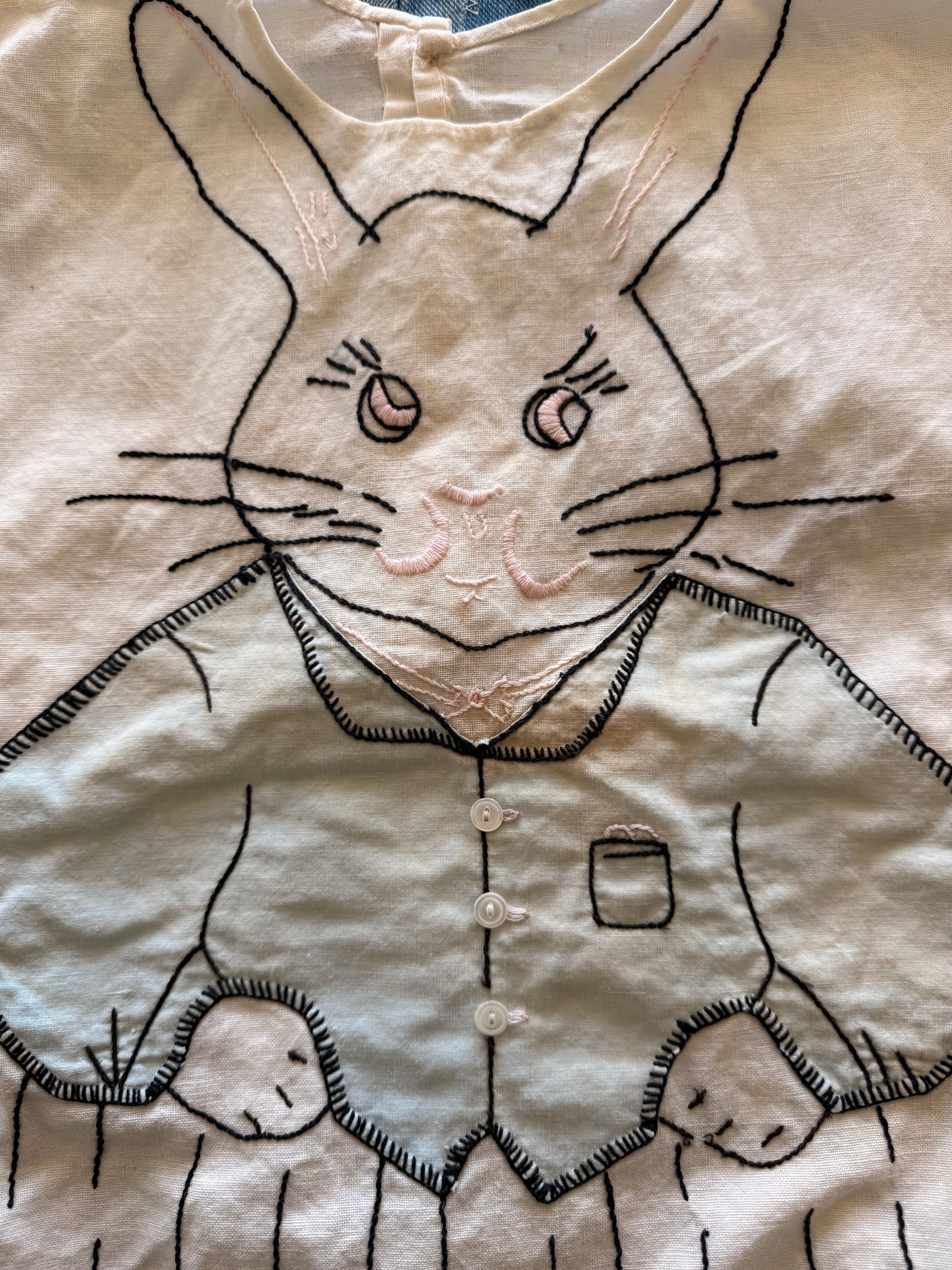 1920s embroidered easter bunny romper