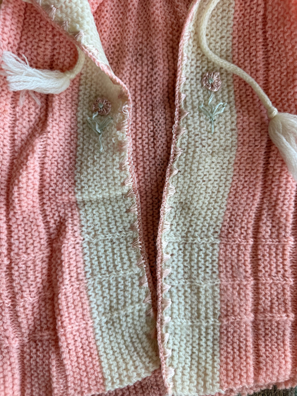 1940s pink wool hand knit robe coat