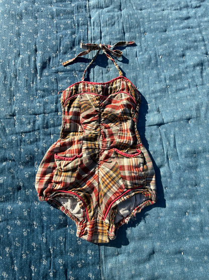 1950s plaid sun suit