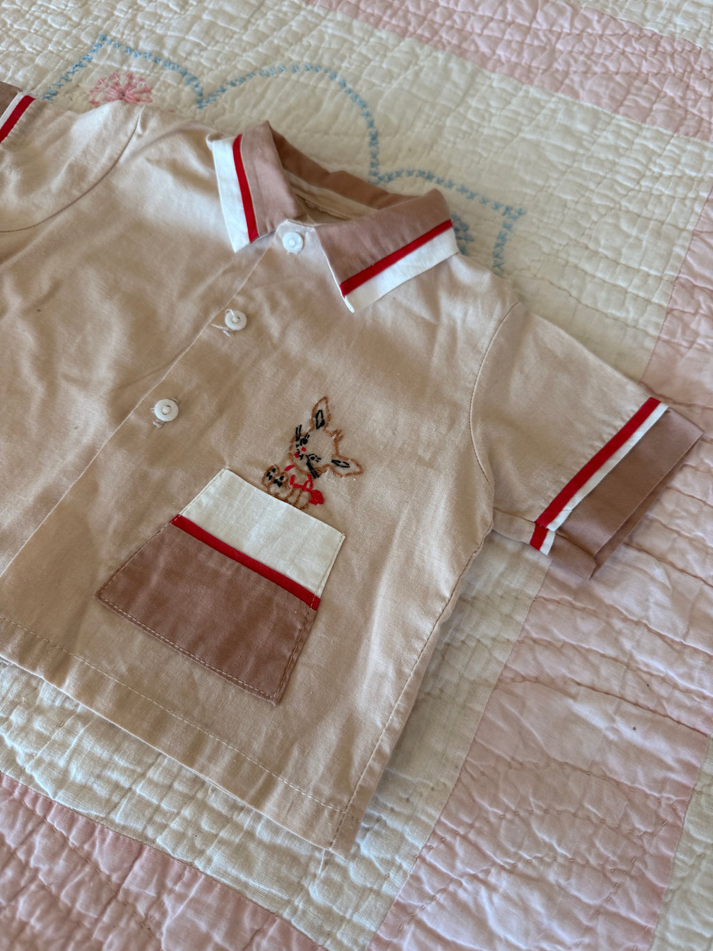 1950s brown bunny button up
