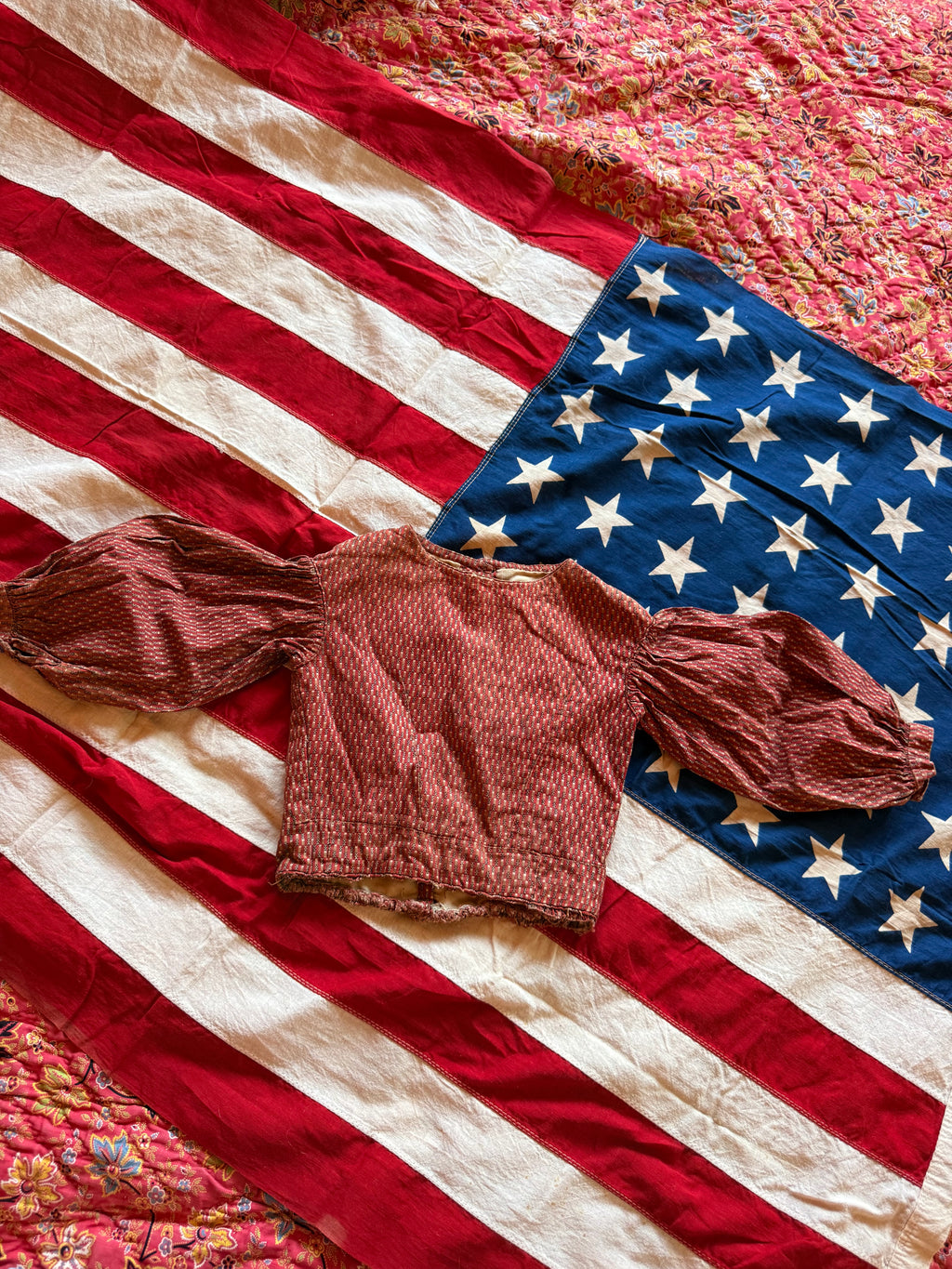 1900s rust colored printed bodice