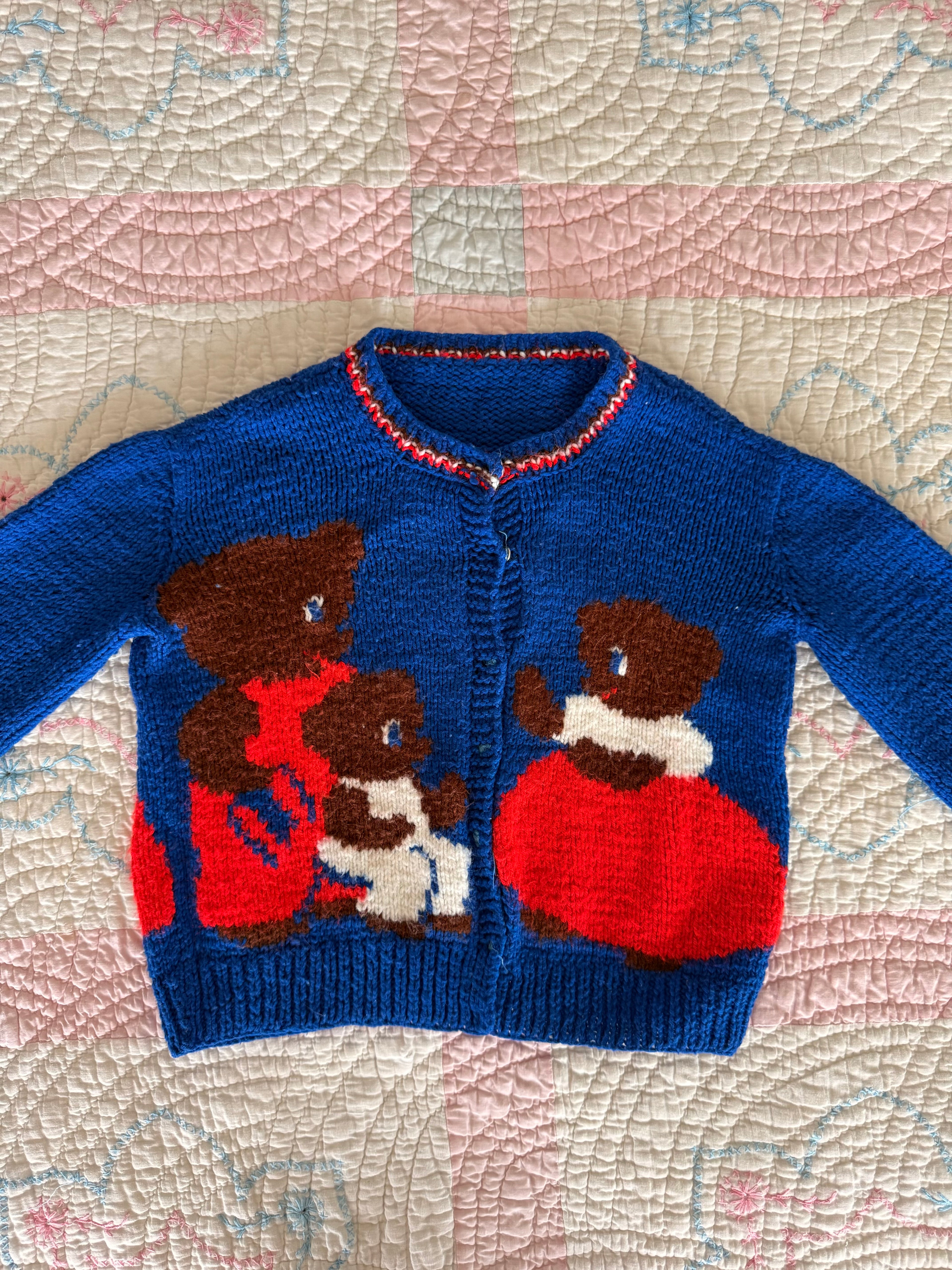 1960s three little bears cardigan, royal blue