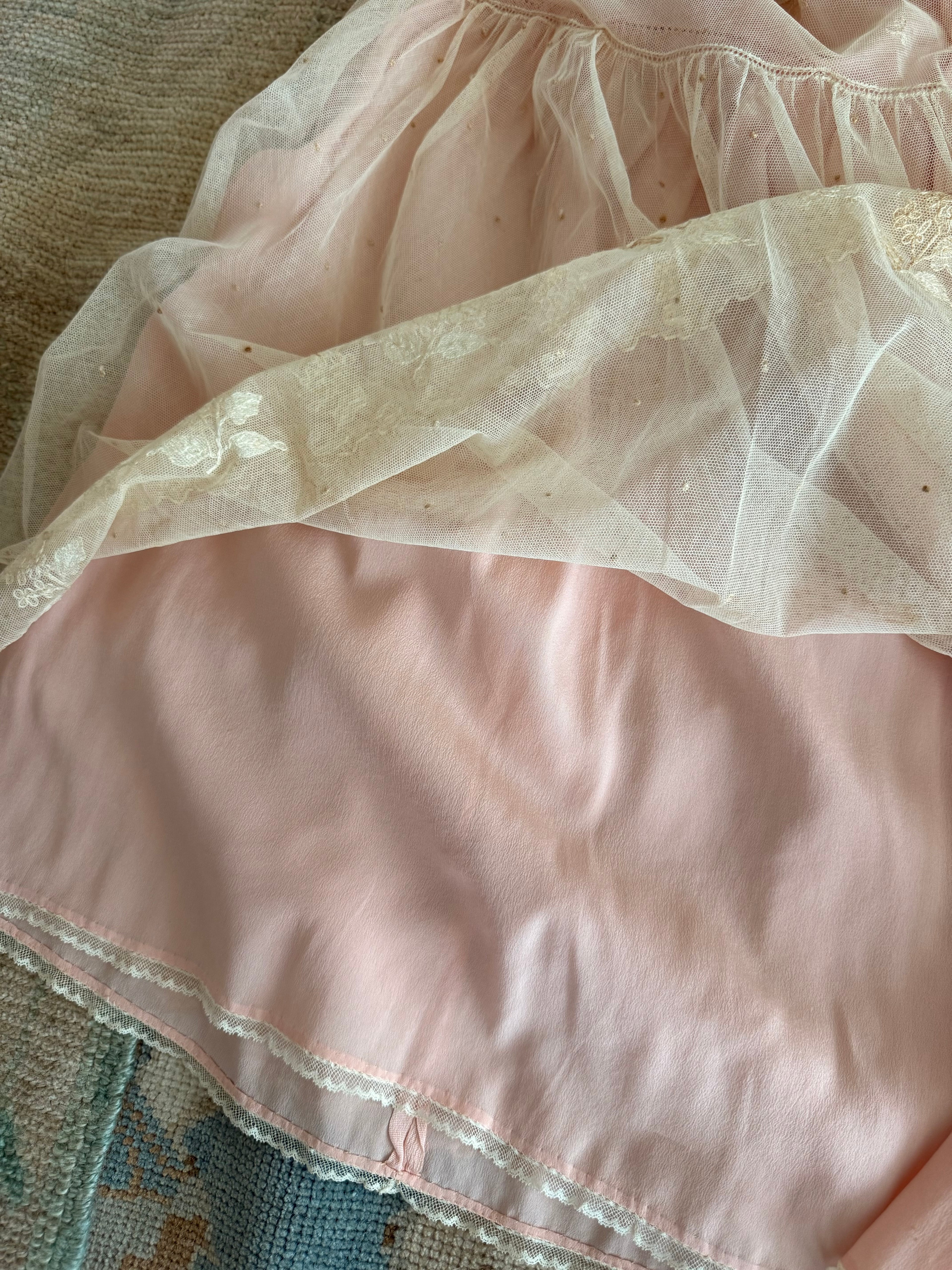 1920s embroidered net & silk dress