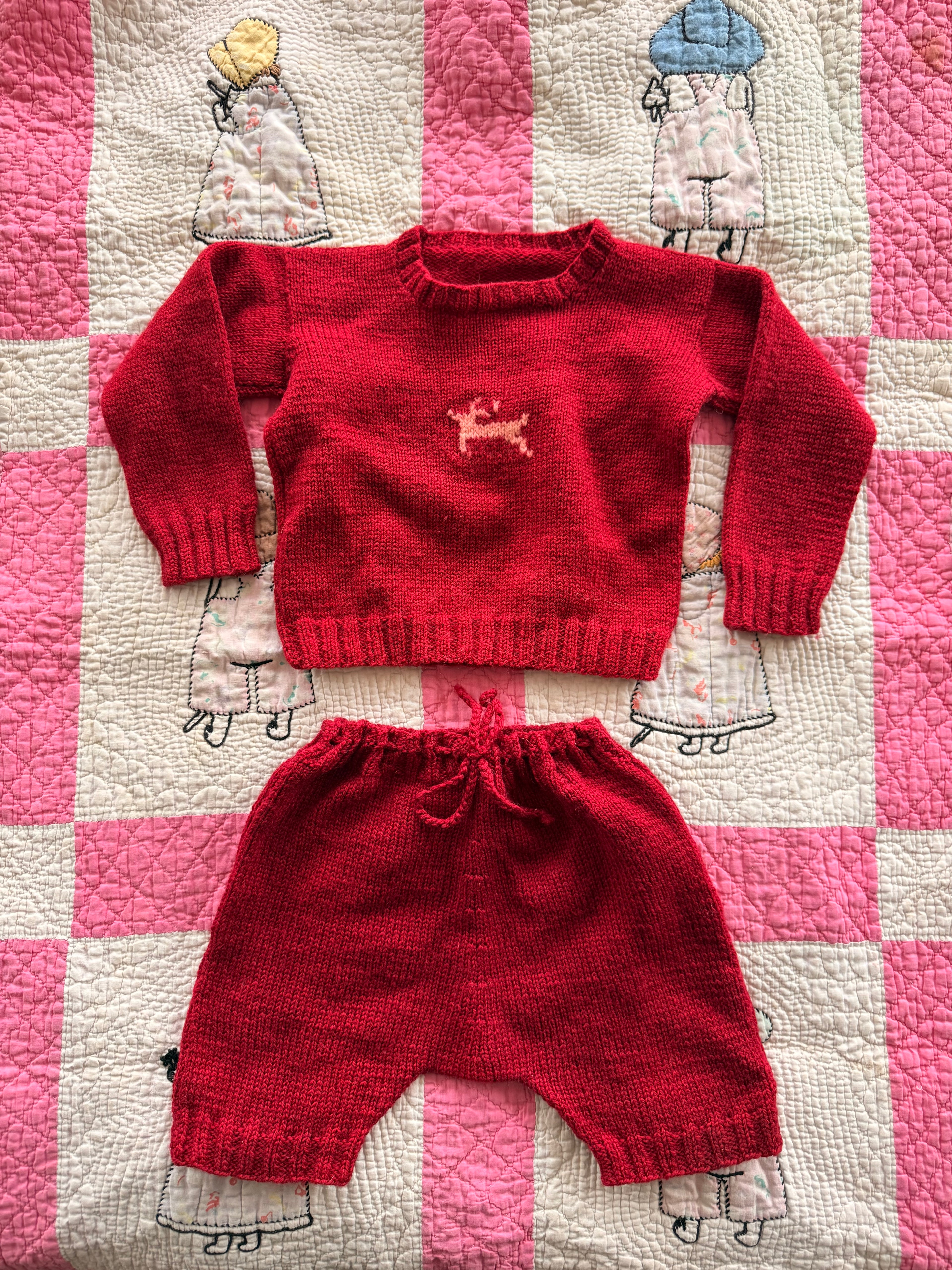 1940s hand knit wool set