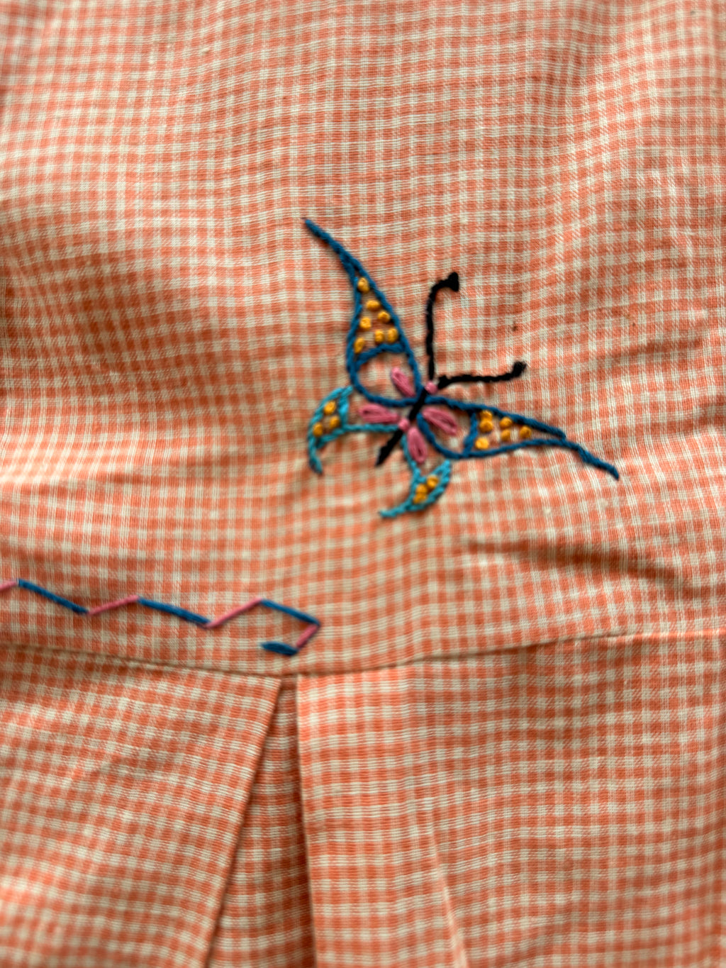 1930s orange checked butterfly dress