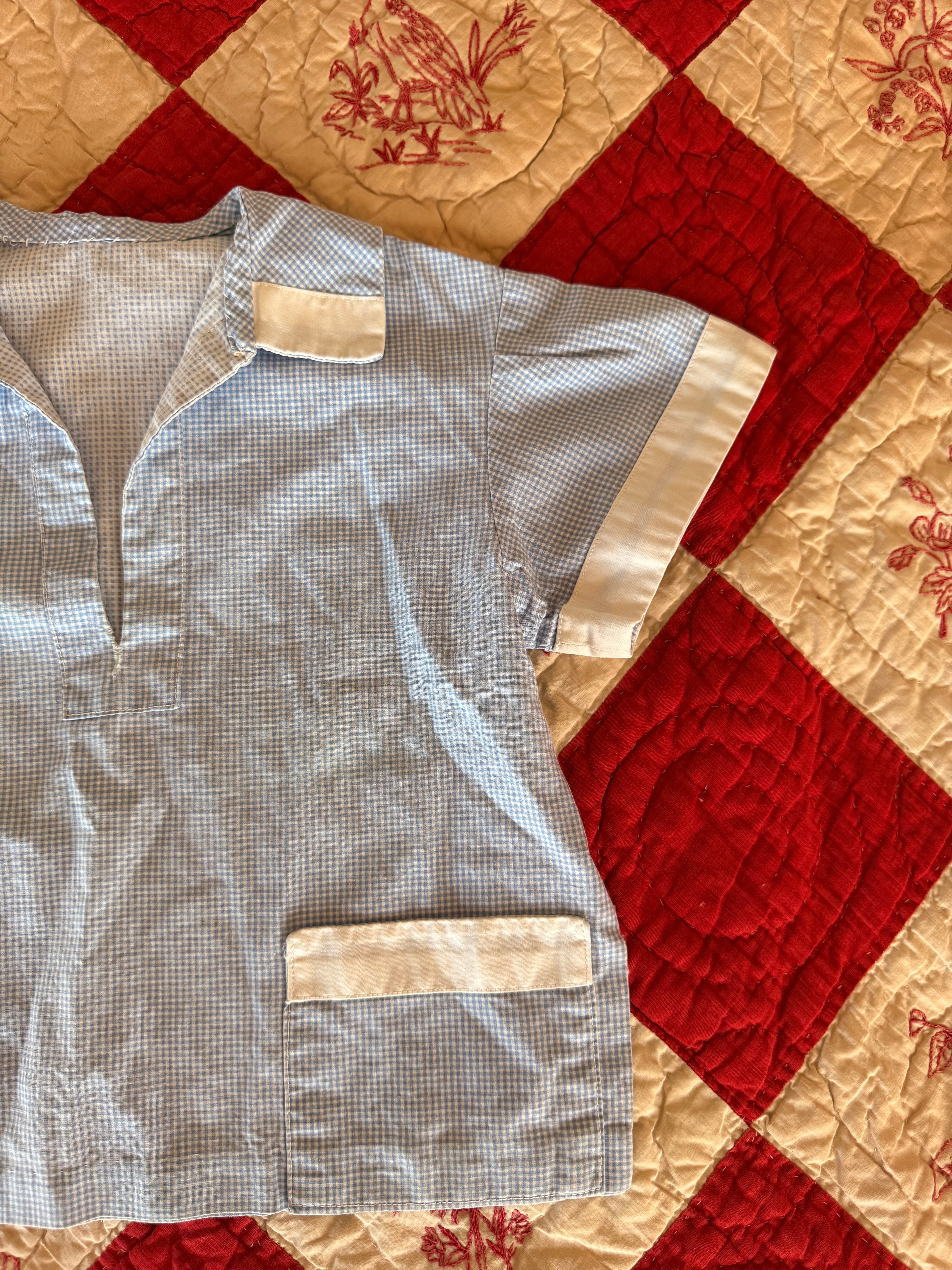 1930s baby blue tunic top