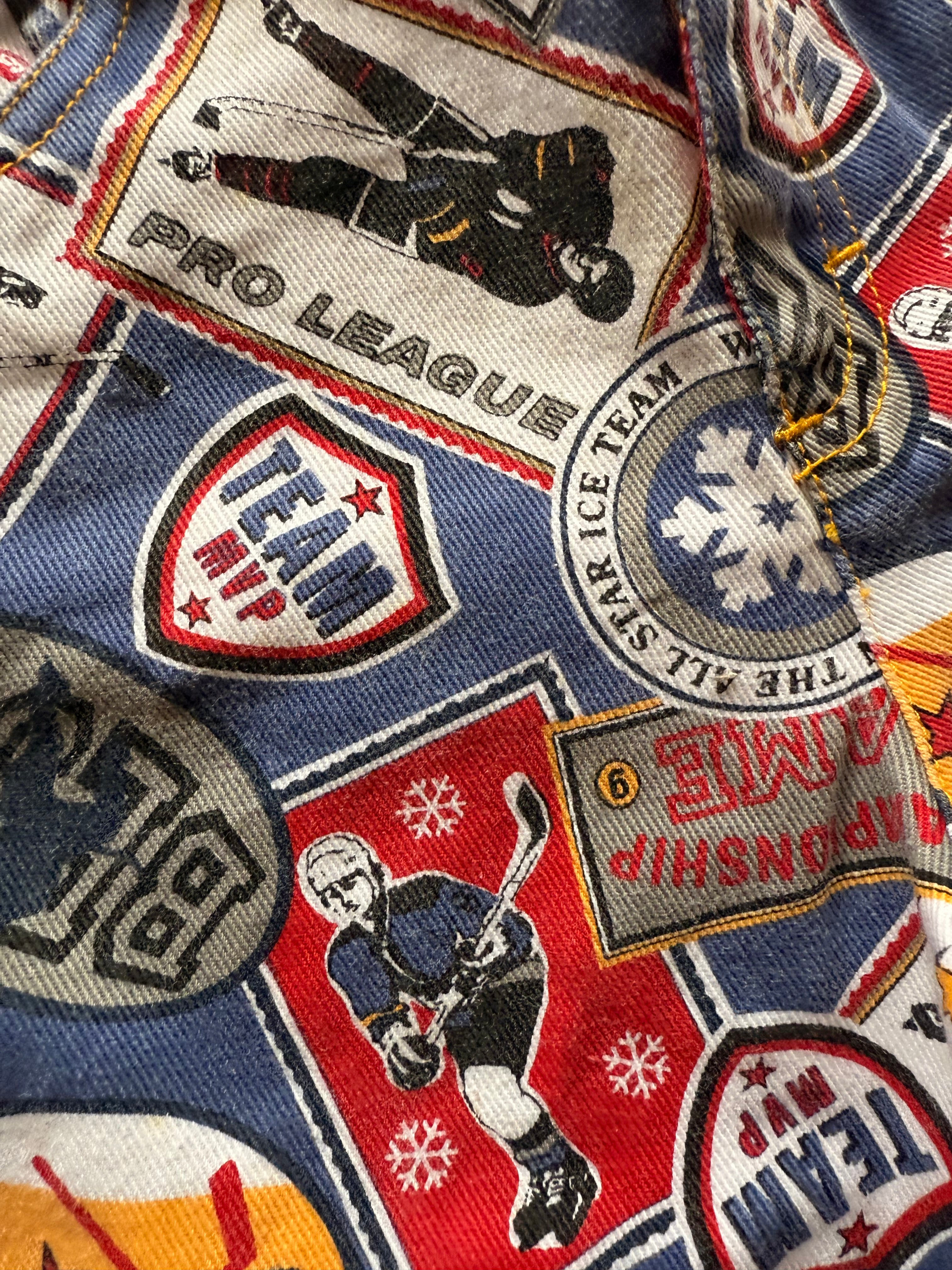 1990s hockey print jeans