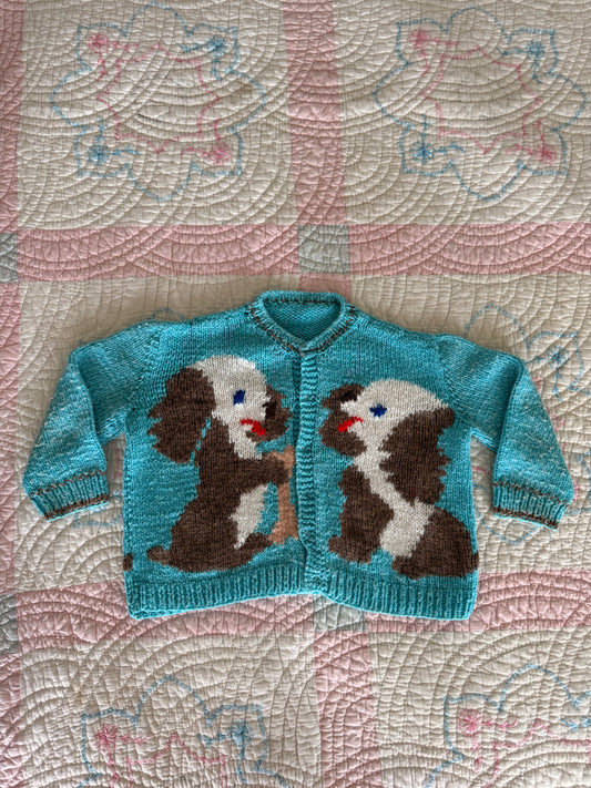 1960s sharing puppy cardigan