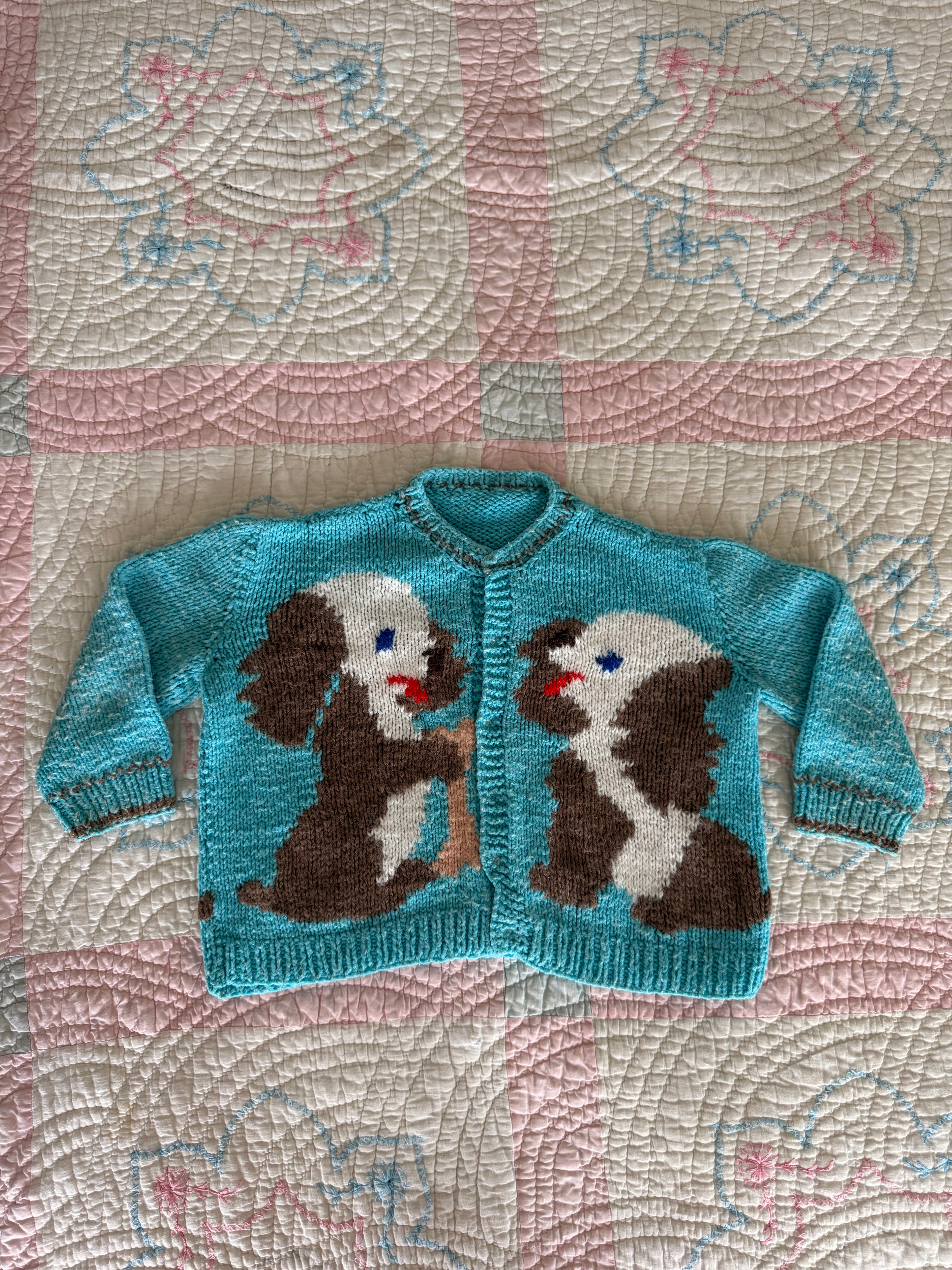 1960s sharing puppy cardigan