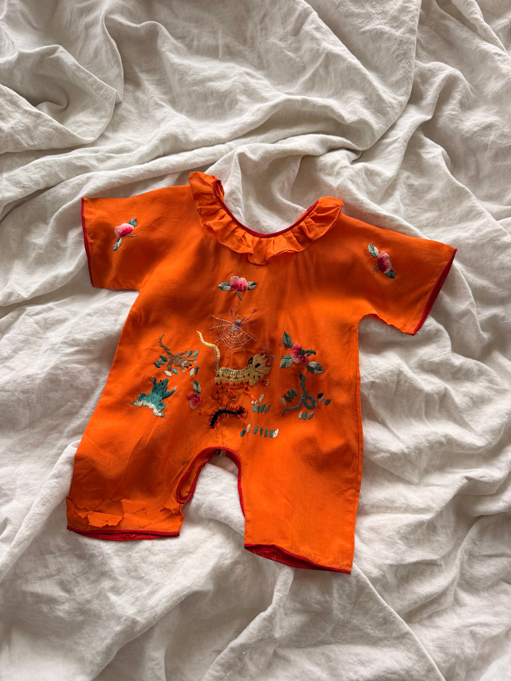 1920s chinese silk animal embroidered romper